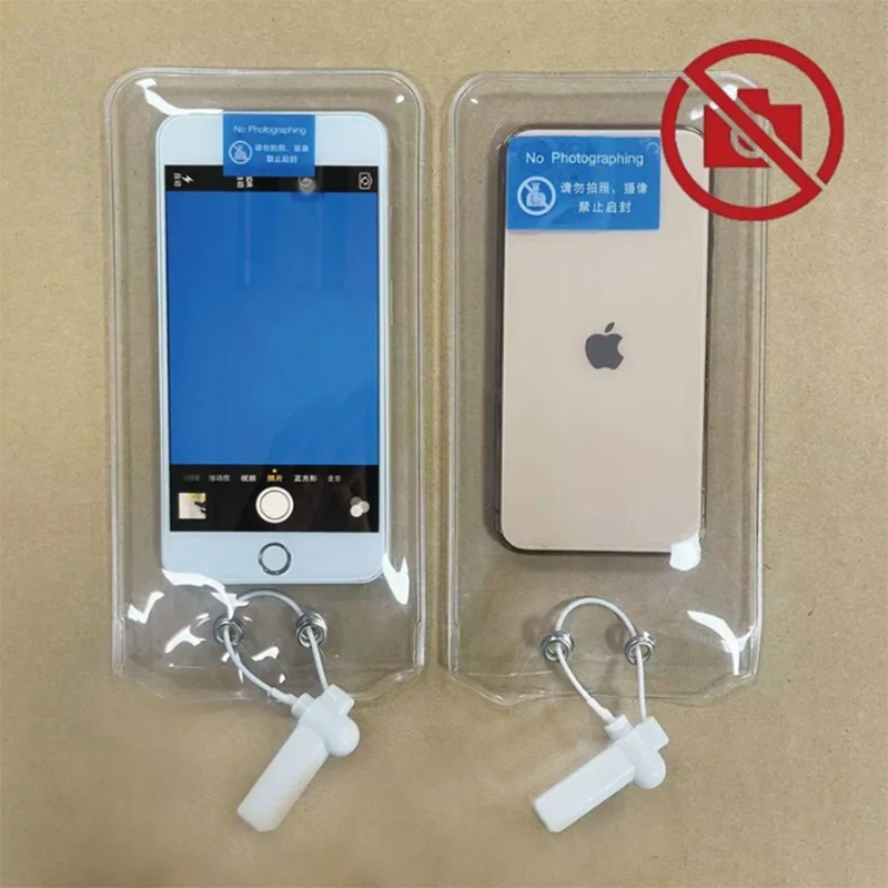 

100PCS Transparent Anti-camera Mobile Phone Bag With No potographing Label, Privacy Cover Phone Pouch, Reuse PVC Security Bag