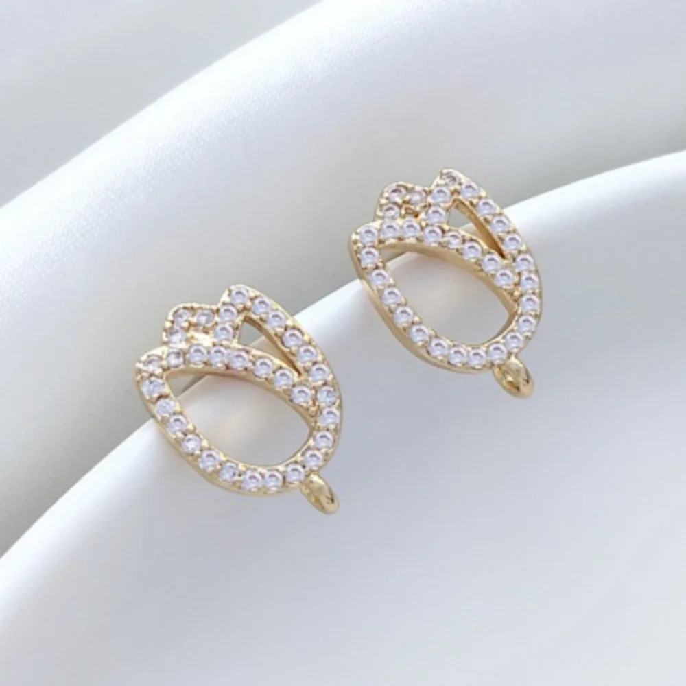 

Медные 14-каратные золотые цирконовые полые розы с серьгами-подвесками, серьги-подвески «сделай сам», аксессуары для ушей