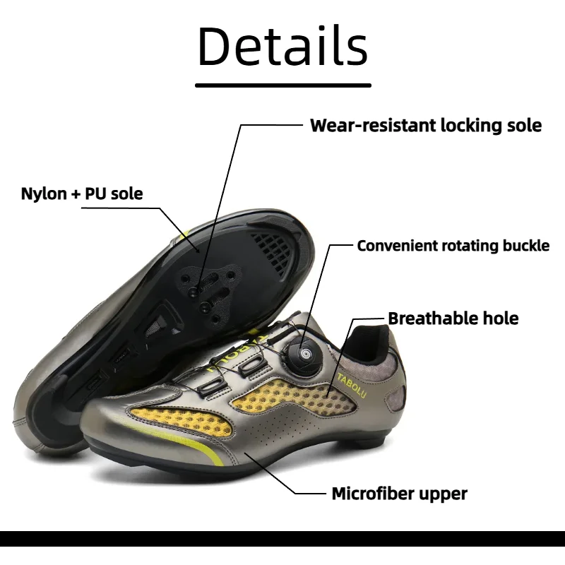 

Cycling Shoes with Rotating Buckle - Breathable Unisex MTB Shoes Non-Slip Nylon Outsole Durable Leather Outdoor Riding Shoes