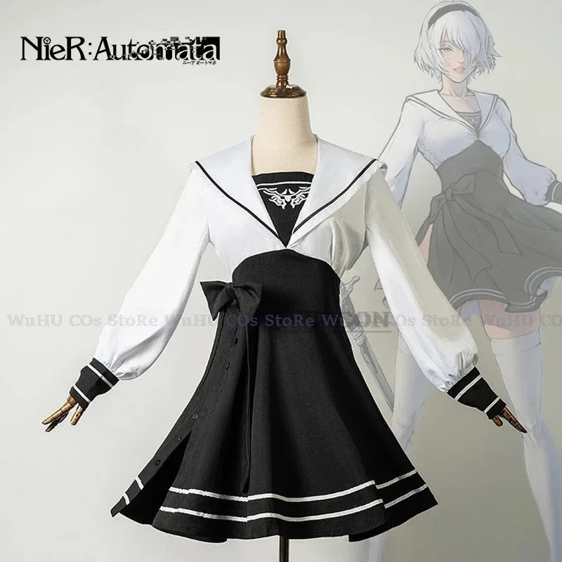 ss23Game Automatas Costumes Women Sexy Black 2b Full Set Summer Dress School Uniform Cosplay Nier