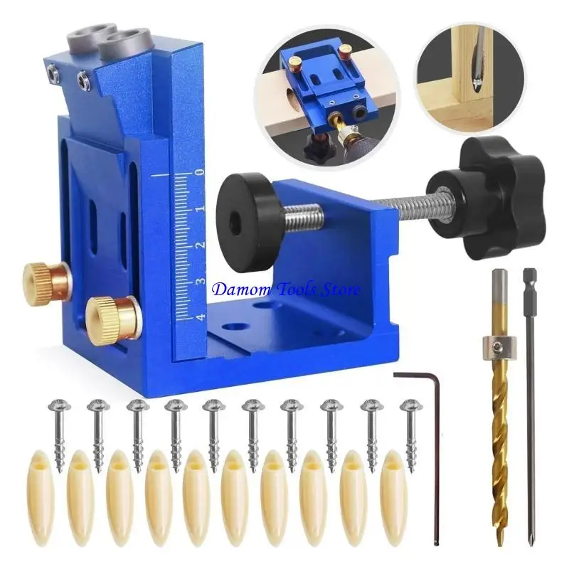 57BE Woodworking Doweling Jig Set Set Heal Hole Locator دليل تحديد موقع الأثاث