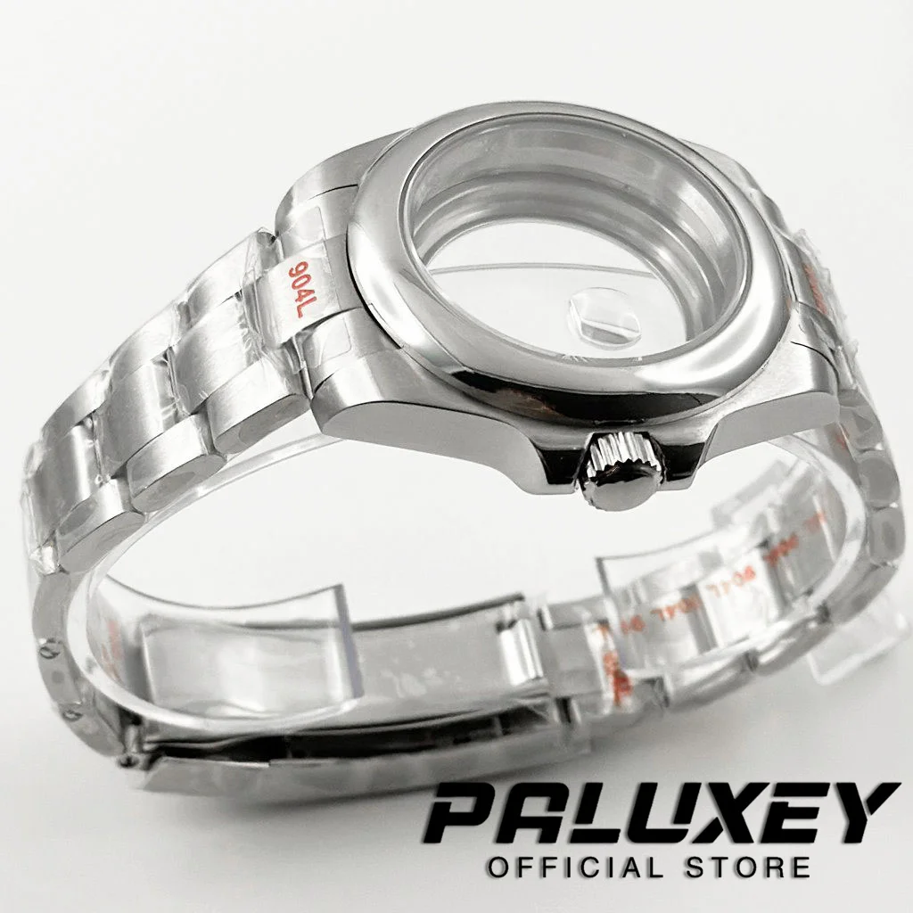 40mm Waterproof Smooth Bezel Sapphire Crystal Brushed Watch Case Oyster Strap Fit NH34 NH35 NH36 NH38 ETA 2824 PT5000 Movement