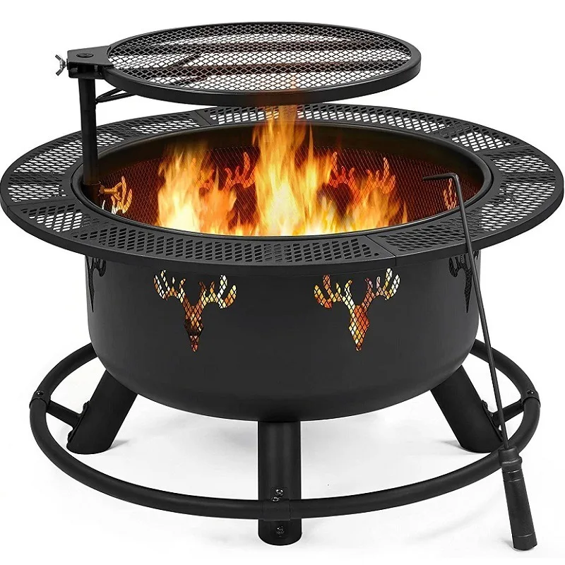 

2026 Hot Selling Wood Burning Outdoor Fire Pit Reusable Indoor Tabletop Fireplace Round Bbq Metal Firepit Bowl Outdoor