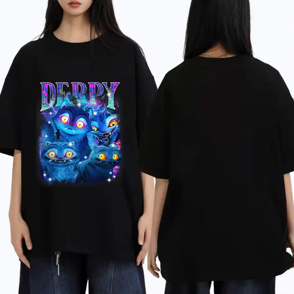 

Kpop Demon Hunters Derpy Tiger Graphic Print T-shirts Men Women Cartoon Fashion Trend T Shirt Men's Cotton Oversized Streetwear