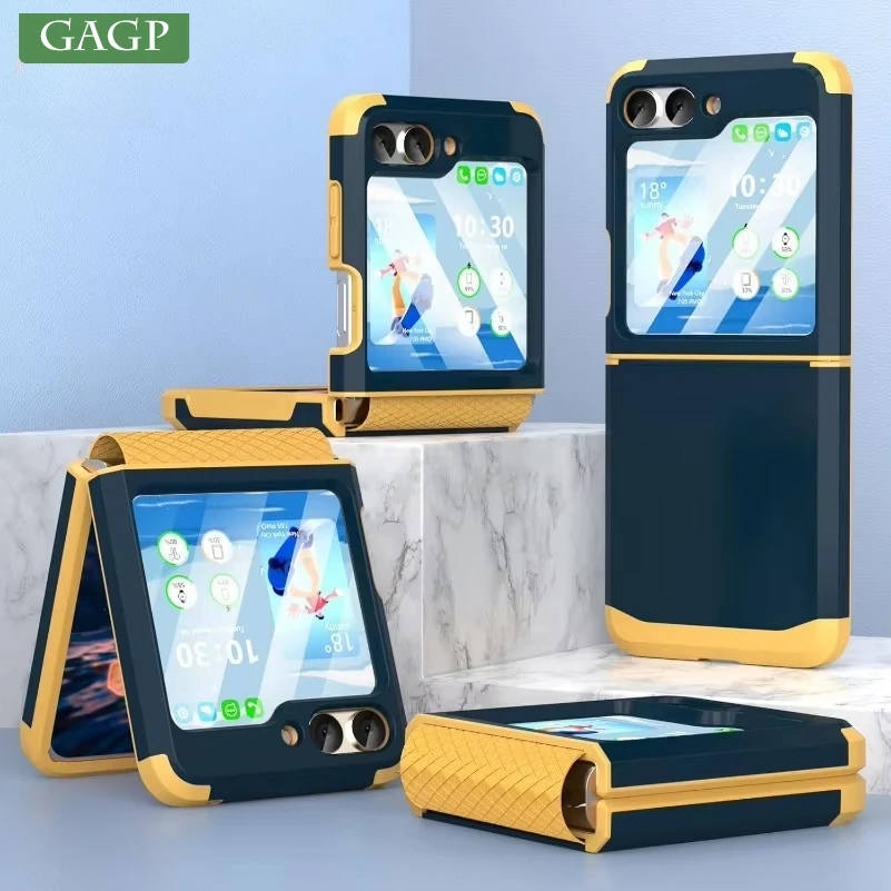 Para Samsung Z Flip 6 Armor funda de lujo resistente PC TPU correa elástica cubierta de bisagra para Samsung Galaxy Z Flip 3 4 5 6 ZFlip 5 6