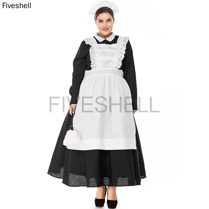 2025 Halloween New Women Vintage French Maid Long Lolita Dress Costume Cosplay Stage Fancy Dress Plus Size House Keeper Costume