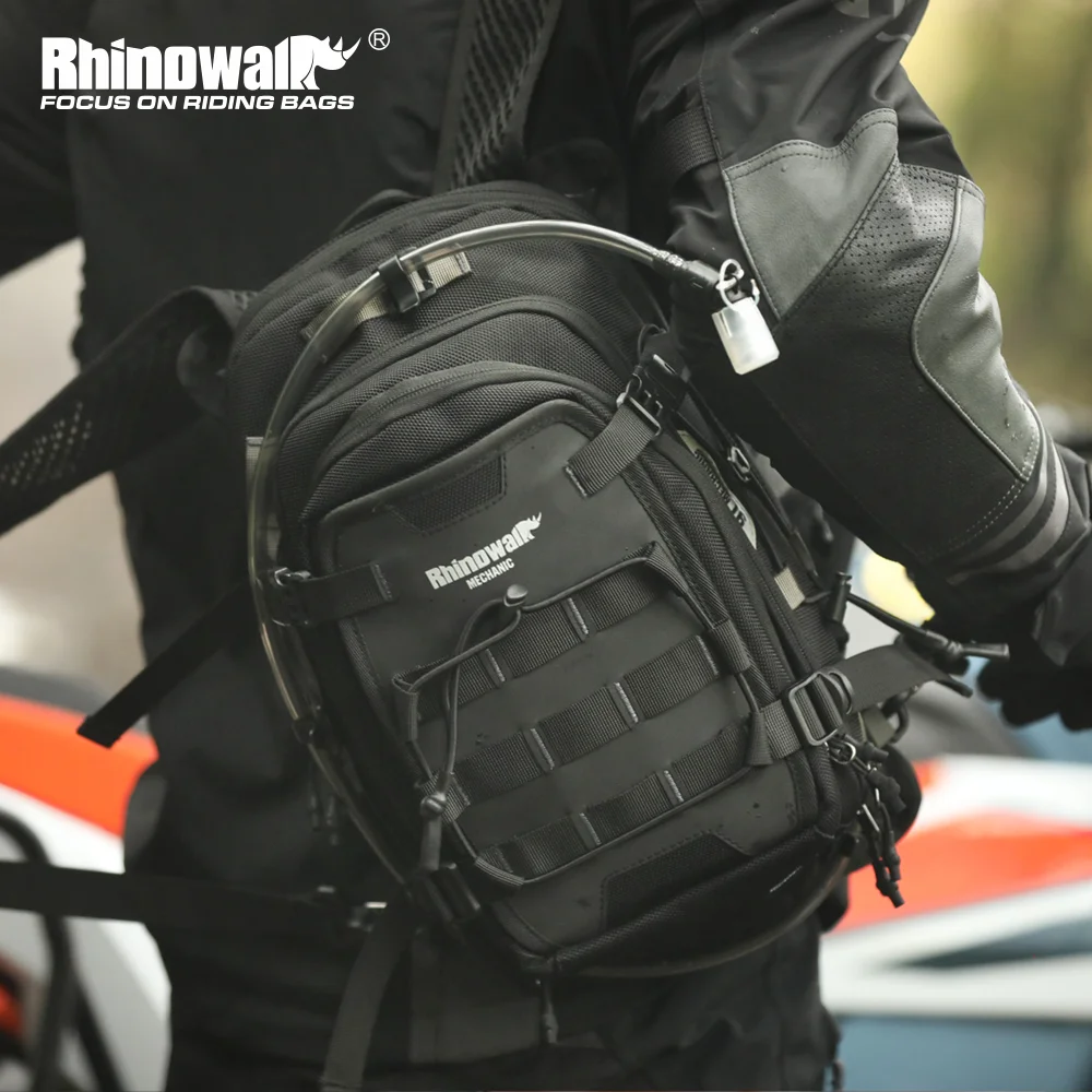 Rhinowalk Motorcycle Tank Bag 9L Versatile Backpack With RainCover 1.5L Water Bag MOLLE System Multi-compartment Universal