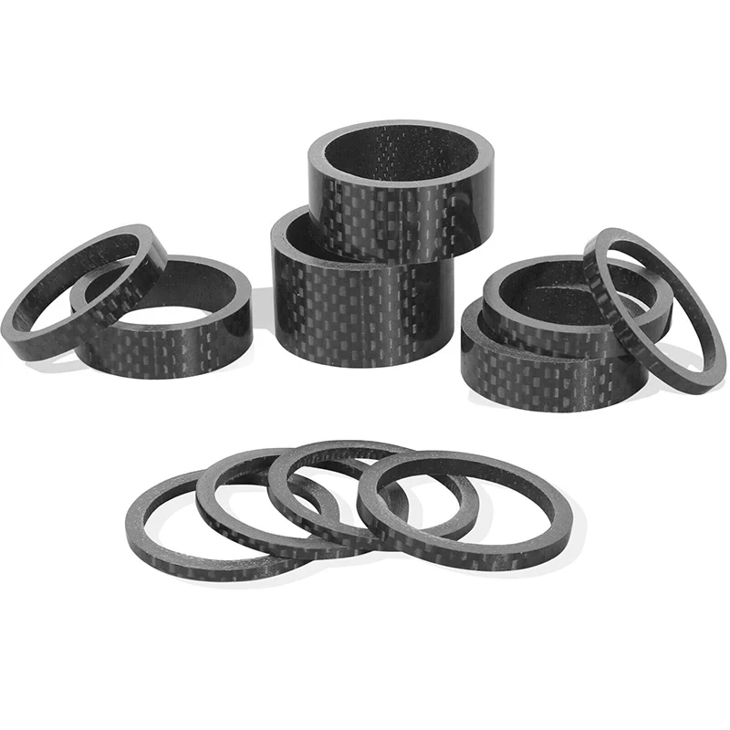 BUCKLOS Fahrrad-Headset-Unterlegscheibe, 11 Stück, Carbonfaser-Vorbau-Abstandshalter, flexibel, 1 1/8 Zoll Mountainbike-Vorbau, Vorderradgabel-Headset-Unterlegscheibe
