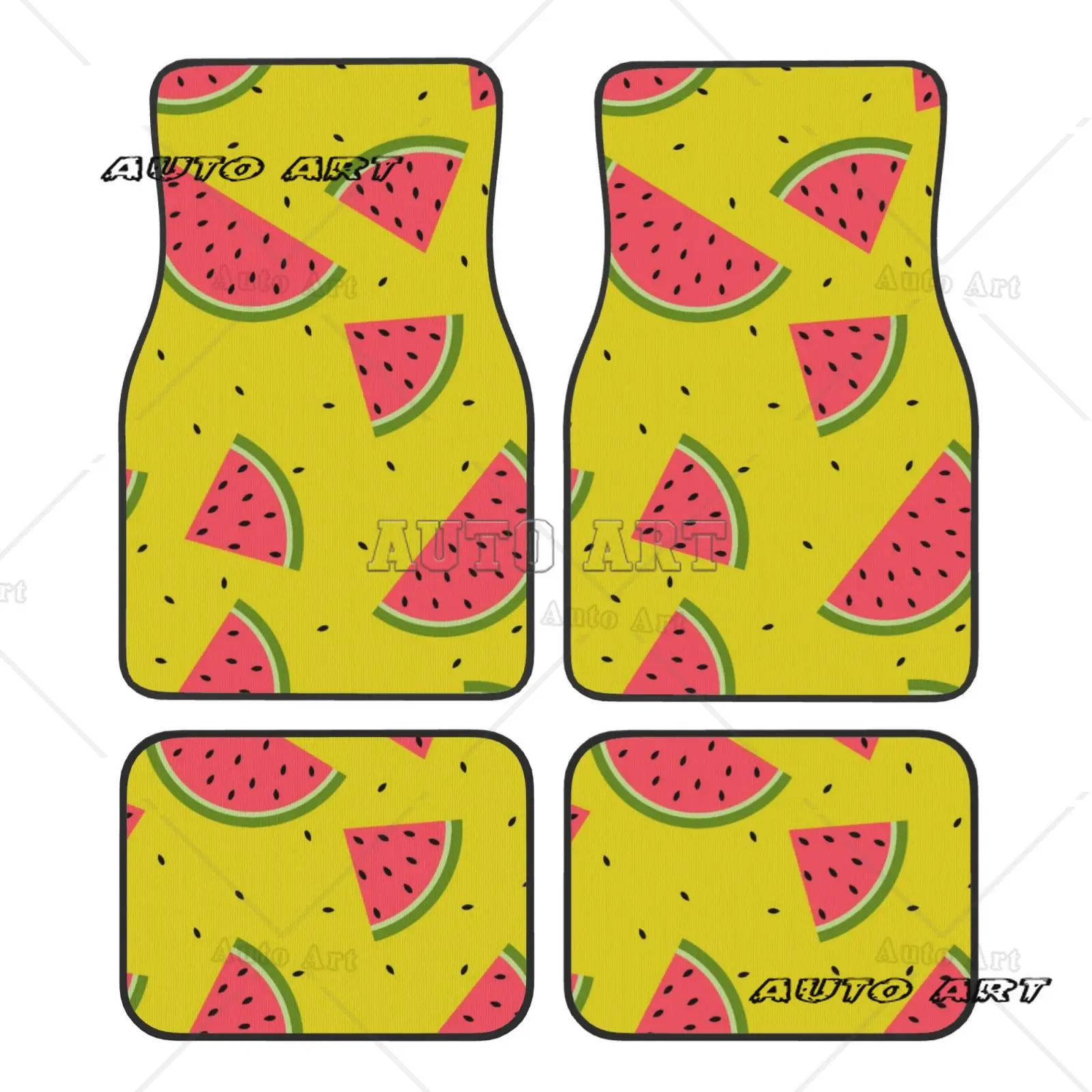 Creative Cartoon Pattern Watermelon Printed Car Floor Mats Set of Four Suitable for All Car Floor Mats and Car Accessories