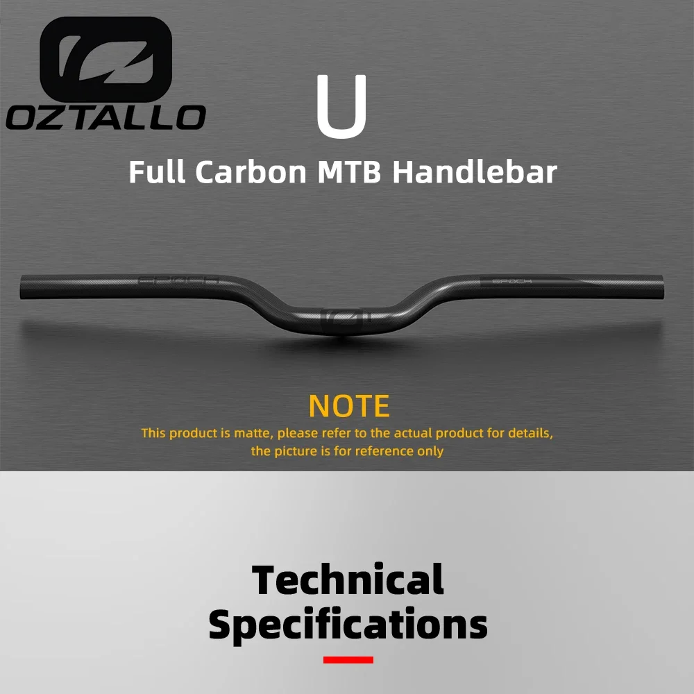 OZTALLO U-Rise Full Carbon Fiber Mountain Bike Handlebar Stem Diameter 25.4mm/31.8mm*580-700mm MTB Bicycle Parts