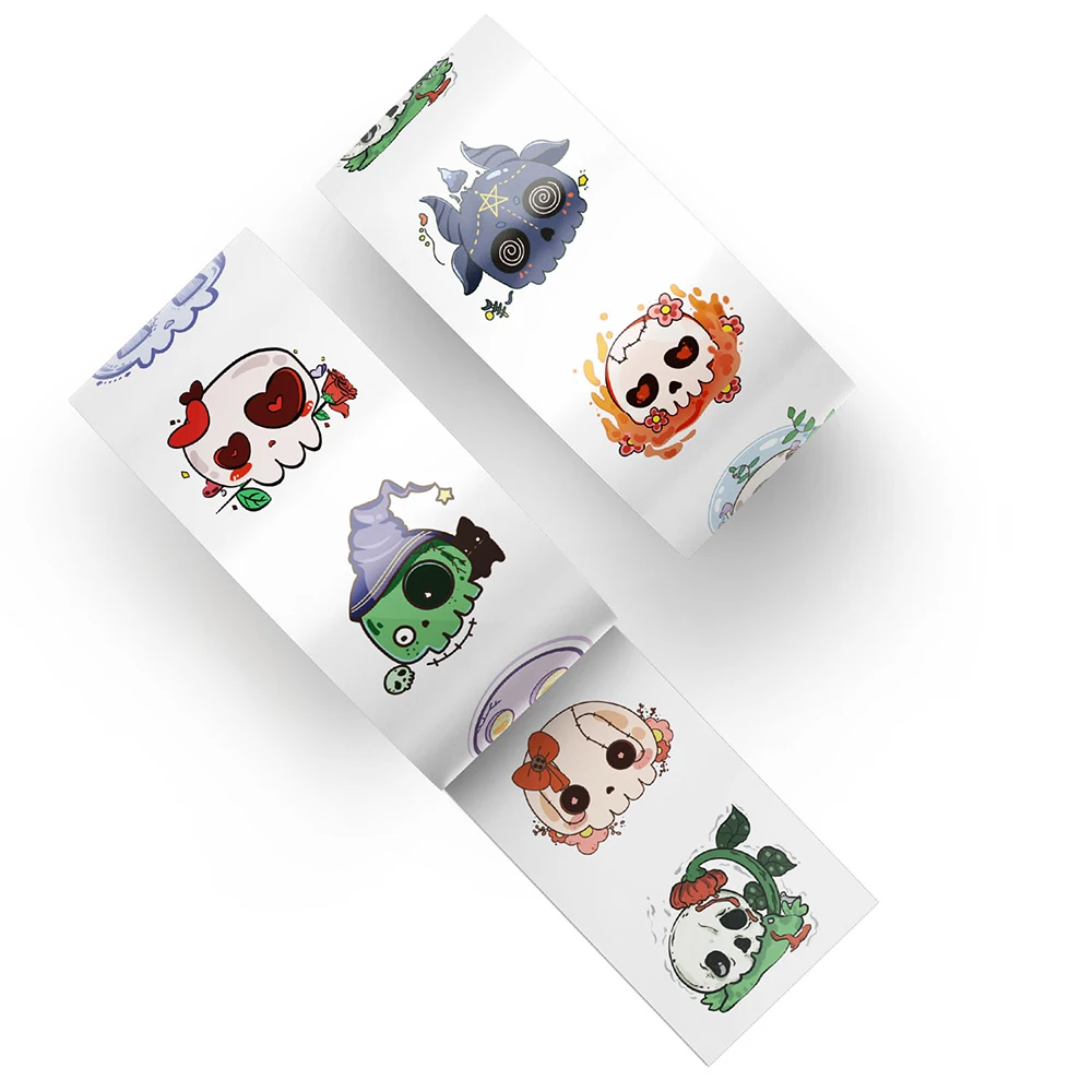 

500pcs/Roll Halloween Goth Groovy Skull Sealing Stickers Cute Funny Graffiti Decals Cartoon Decoration Sticker Kid Reward Gifts