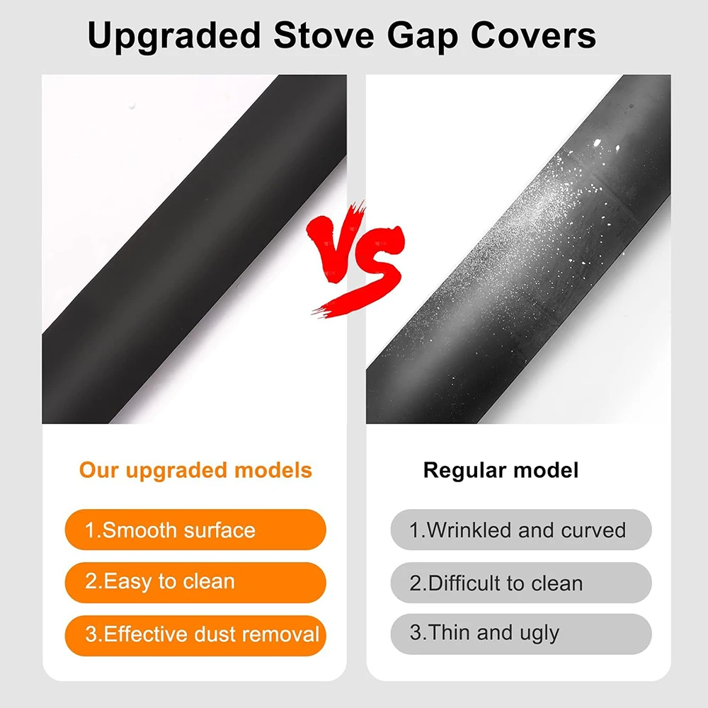 LMETJMA 2 Pcs Silicone Stove Gap Covers Heat Resistant Oven Gap Filler Seals Spaces Between Stovetop and Counter Stove Gap Guard