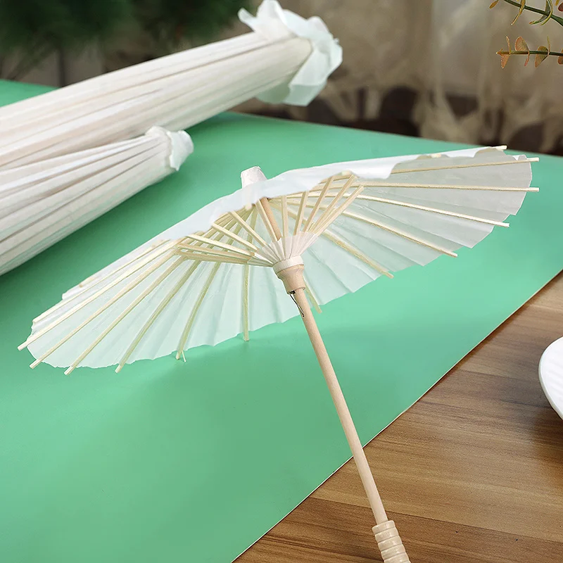 Weiße Papier-Sonnenschirme Chinesische Ölpapier-Deko DIY-Malerei Bambus-Schirme Hochzeit Brautparty Foto-Requisiten – Detail 9