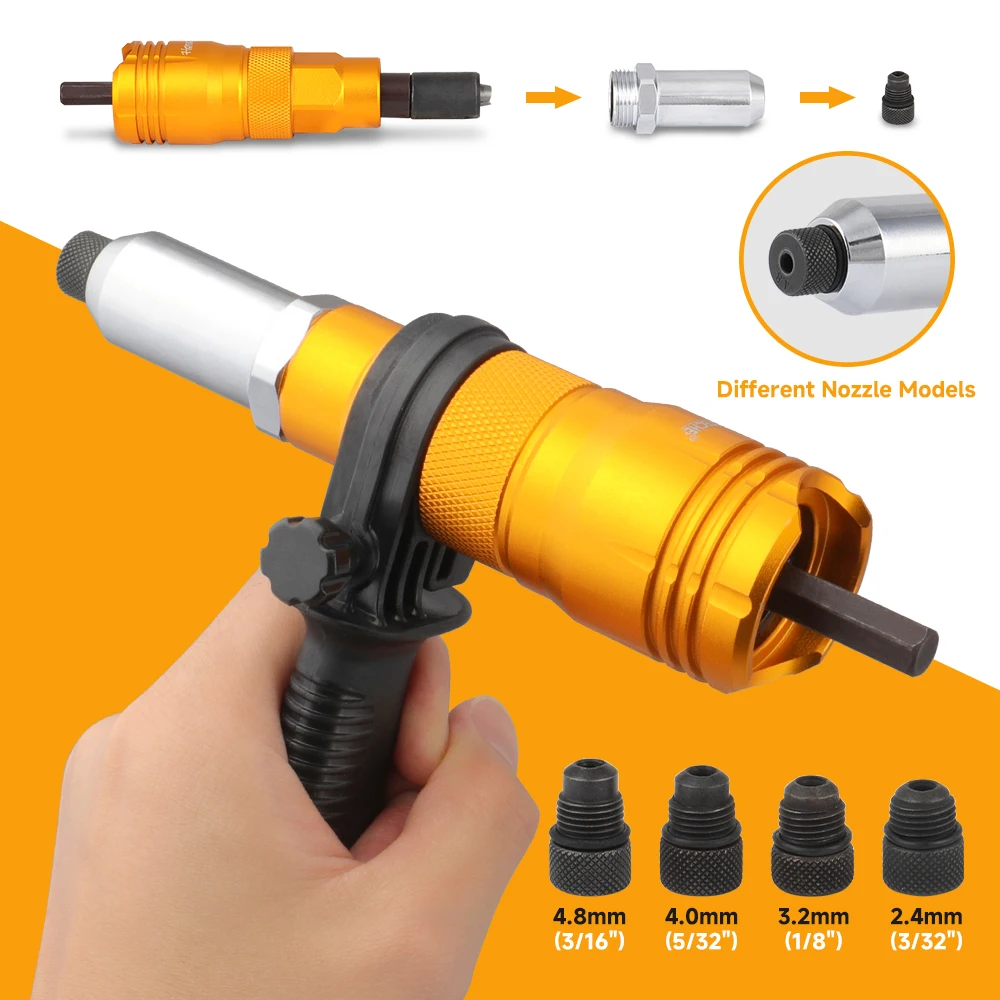 Электрический заклепочный пистолет Hoteche, адаптер для дрели, многофункциональный пистолет для заклепок, адаптер для дрели, аккумуляторная клепальная вставка, гайка, инструмент для заклепок