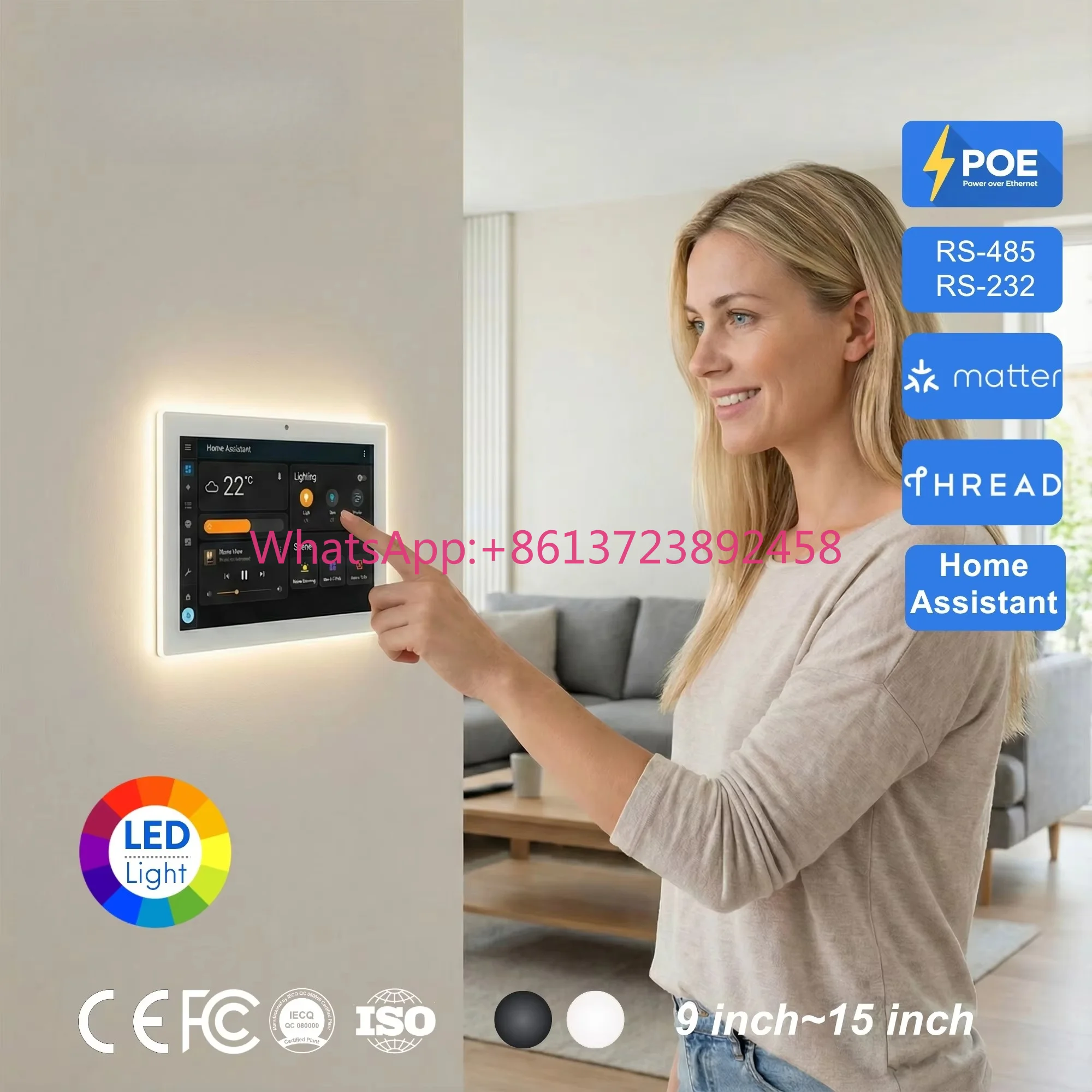 10.1 Inch Android 14 Home Automation Tablet POE Wall Mount Touch Screen Panel With RS485 Zigbee Matter Thread Interface
