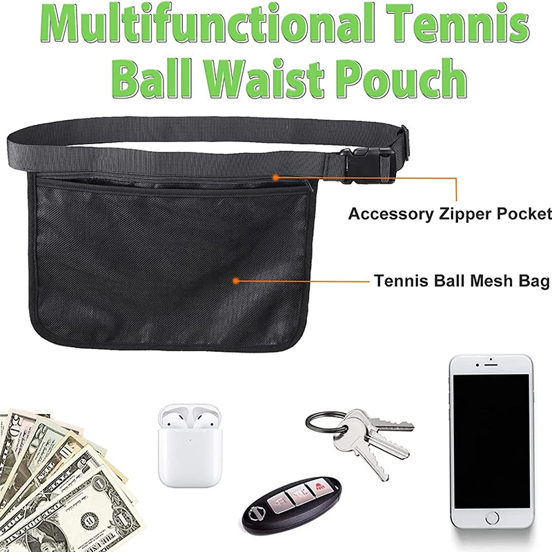 Tennis Ball Storage Waist Bag Women Men Adjustable Belt Bags Pingpong Golf Balls Holder Portable Sports Pouch Pocket