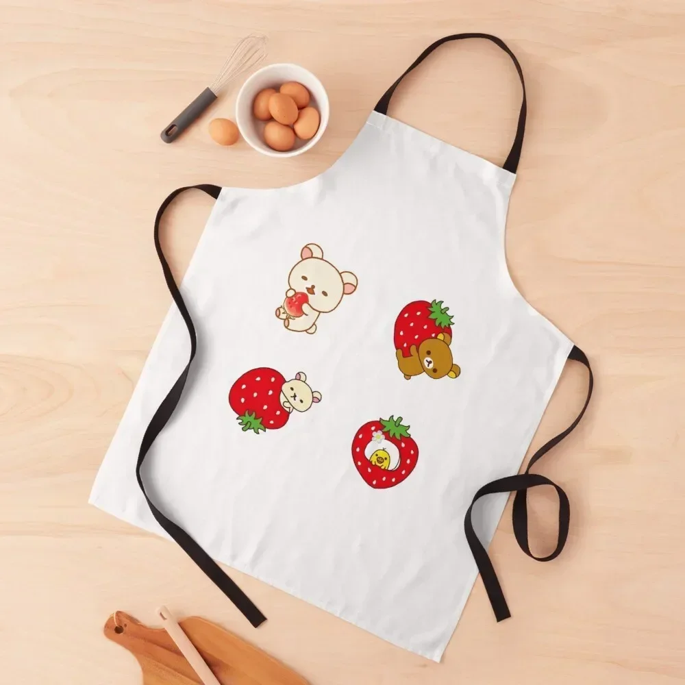 Rilakkuma Strawberry Apron House Things For Home And Kitchen For Nail Stylist Ladies Chef Accessory Apron