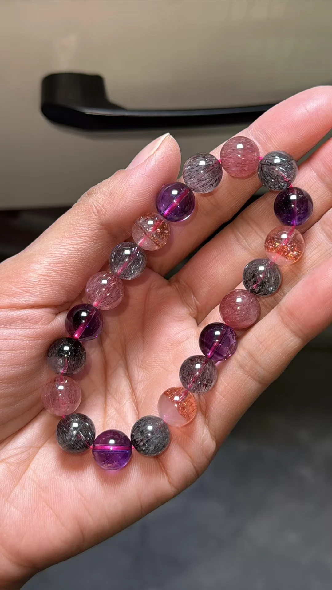 Natural Red Super Seven 7 Lepidocrocite Quartz Bracelet 9.8mm Clear Beads Stretch  Jewelry Rutilated AAAAA