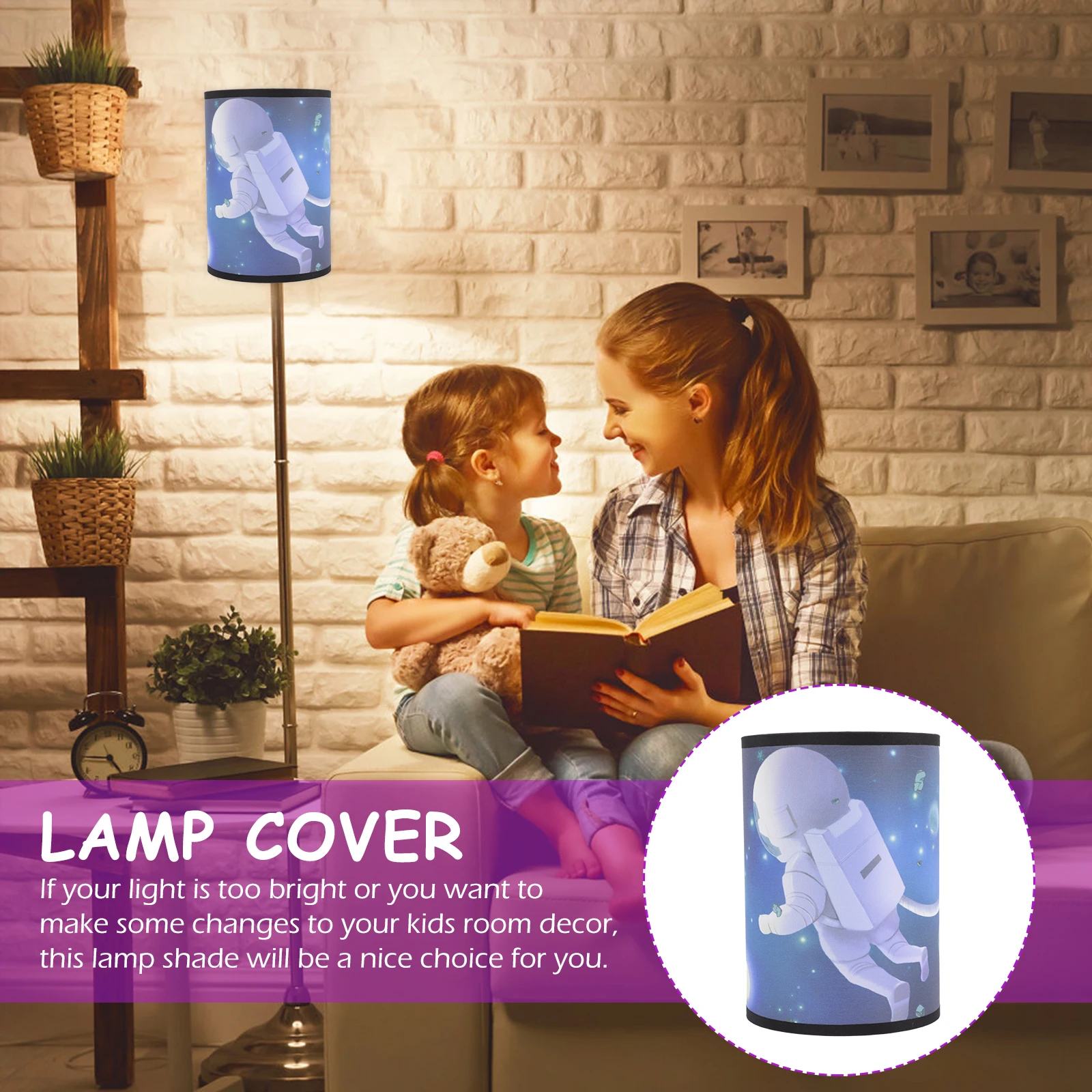 

Space Lampshade Lampshades for Table Nursery Cartoon Fabric Theme Decor Bedroom Wrought Iron Cover s Child Light