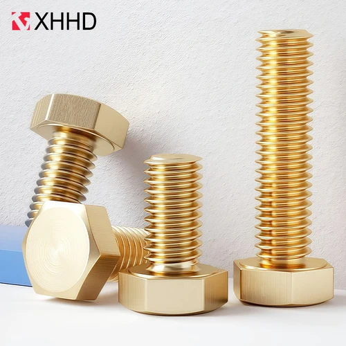 1-30 Uds tornillos hexagonales de latón M3 M4 M5 M6 M8 M10 M12 longitud 6mm-100mm rosca métrica pernos de cobre externos hexagonales externos