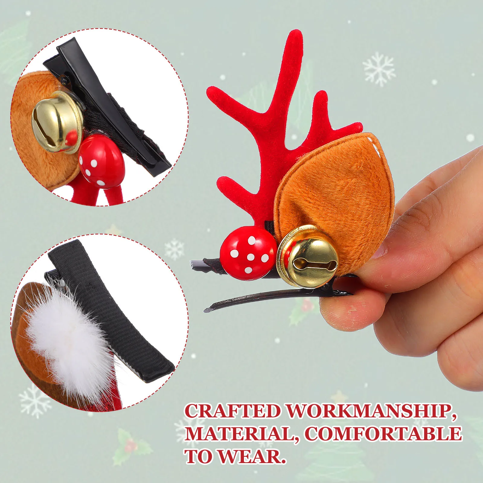 4 pary dziecięcych ozdób do włosów, kreatywne świąteczne wzory, wygodne i urocze spinki do włosów dla dziewczynek, dekoracje na imprezy świąteczne, sesje zdjęciowe, klipsy do włosów.