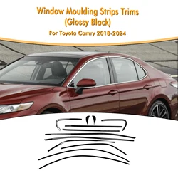 Garniture de fenêtre de voiture en titane noir, décor de couverture, bande d'étanchéité, pare-eau, coupe-froid, acier inoxydable pour Toyota Camry 2018-2024