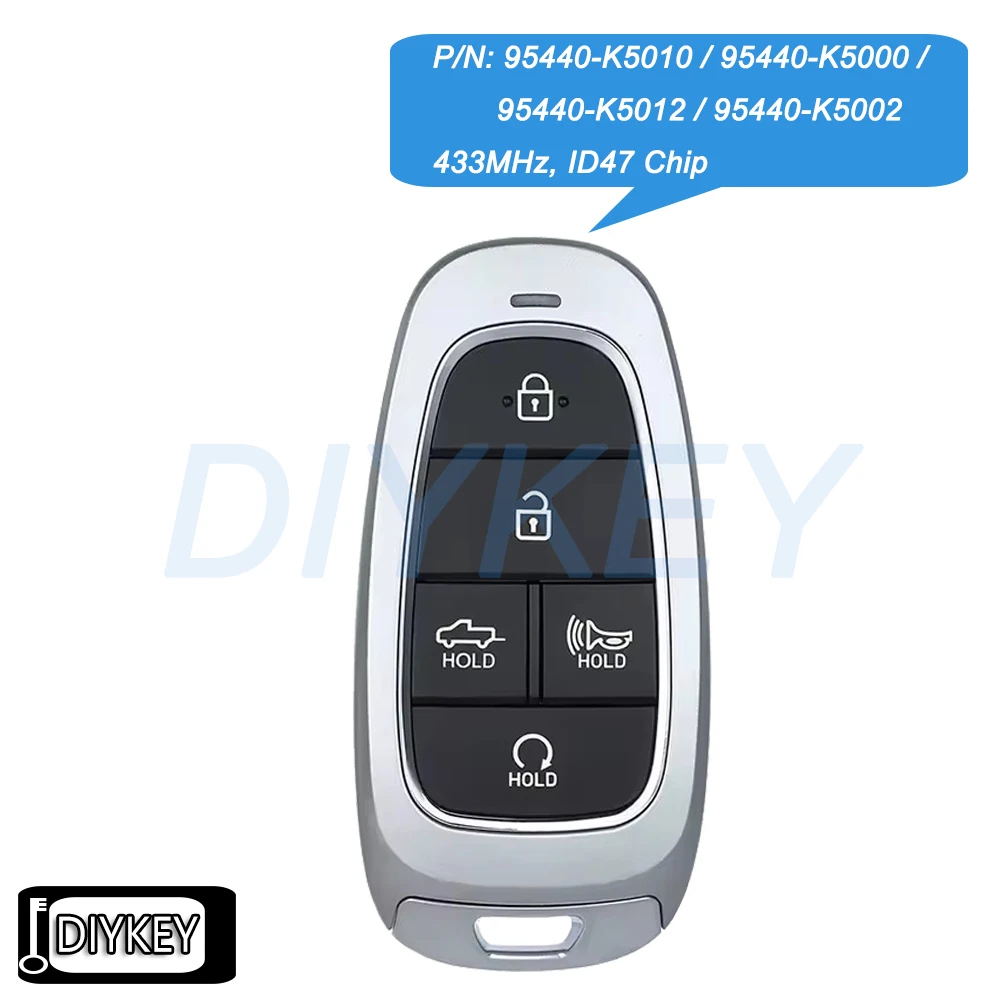 

5 кнопок умный дистанционный брелок 433 МГц ID47 чип для Hyundai Santa Cruz 2021-2024 95440-K5010 95440-K5000 95440-K5012 95440-K5002