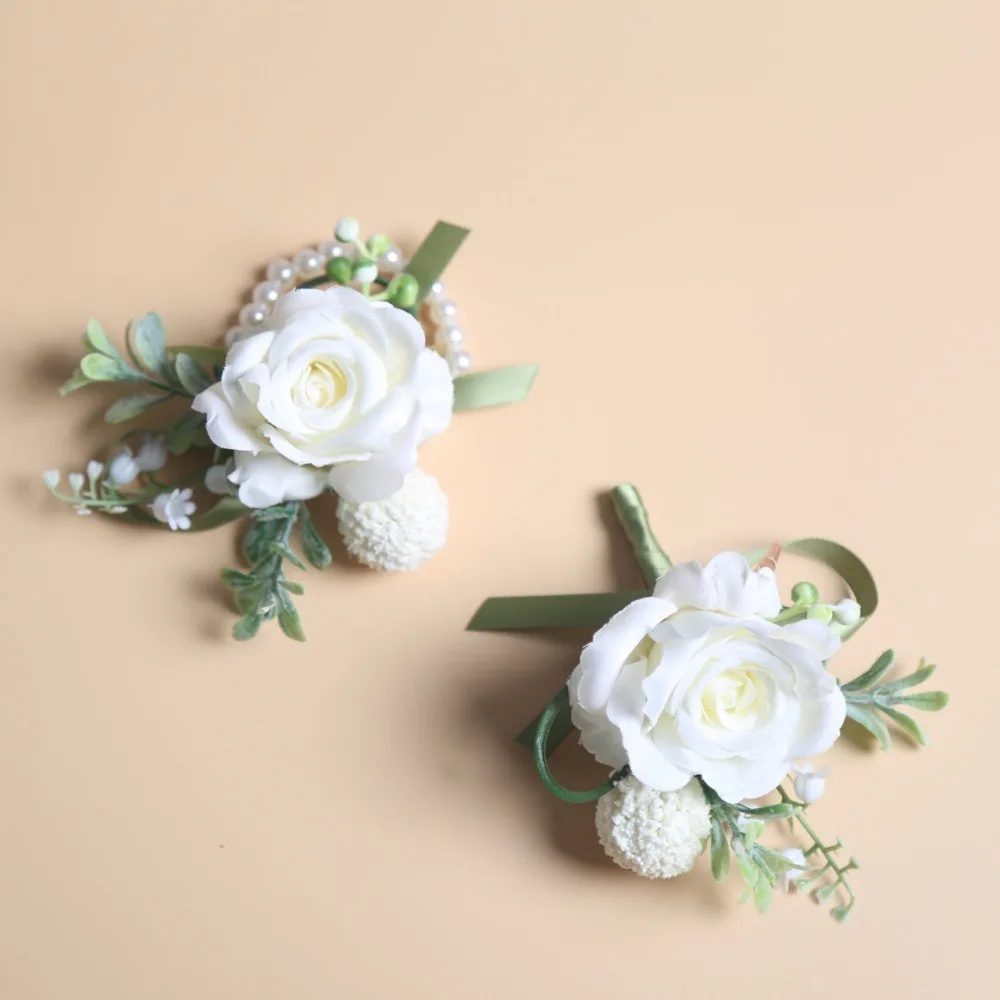 

Ivory Silk Rose Artificial Flowers Men Groom Boutonniere Wedding Party Bridal's Marrige Accessories