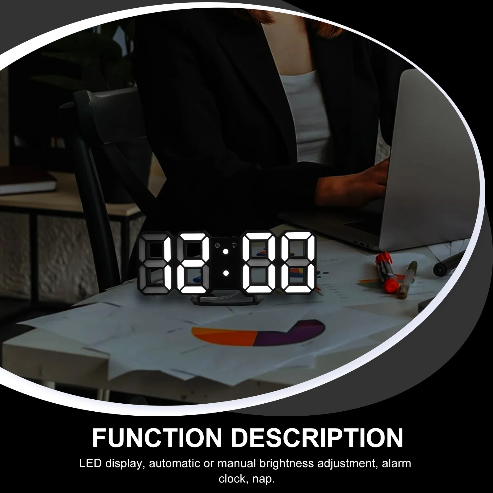 

LED Wall Clock 3D Digital Large Display Simple Hanging Clock for Bedroom Office Home Decoration Gift Decorative Fashion Modern