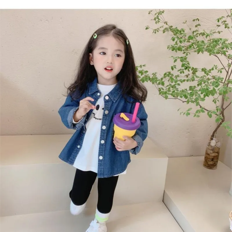 

2024 new spring autumn Girls Kids Denim coat shirt comfortable cute baby Clothes Children Clothing