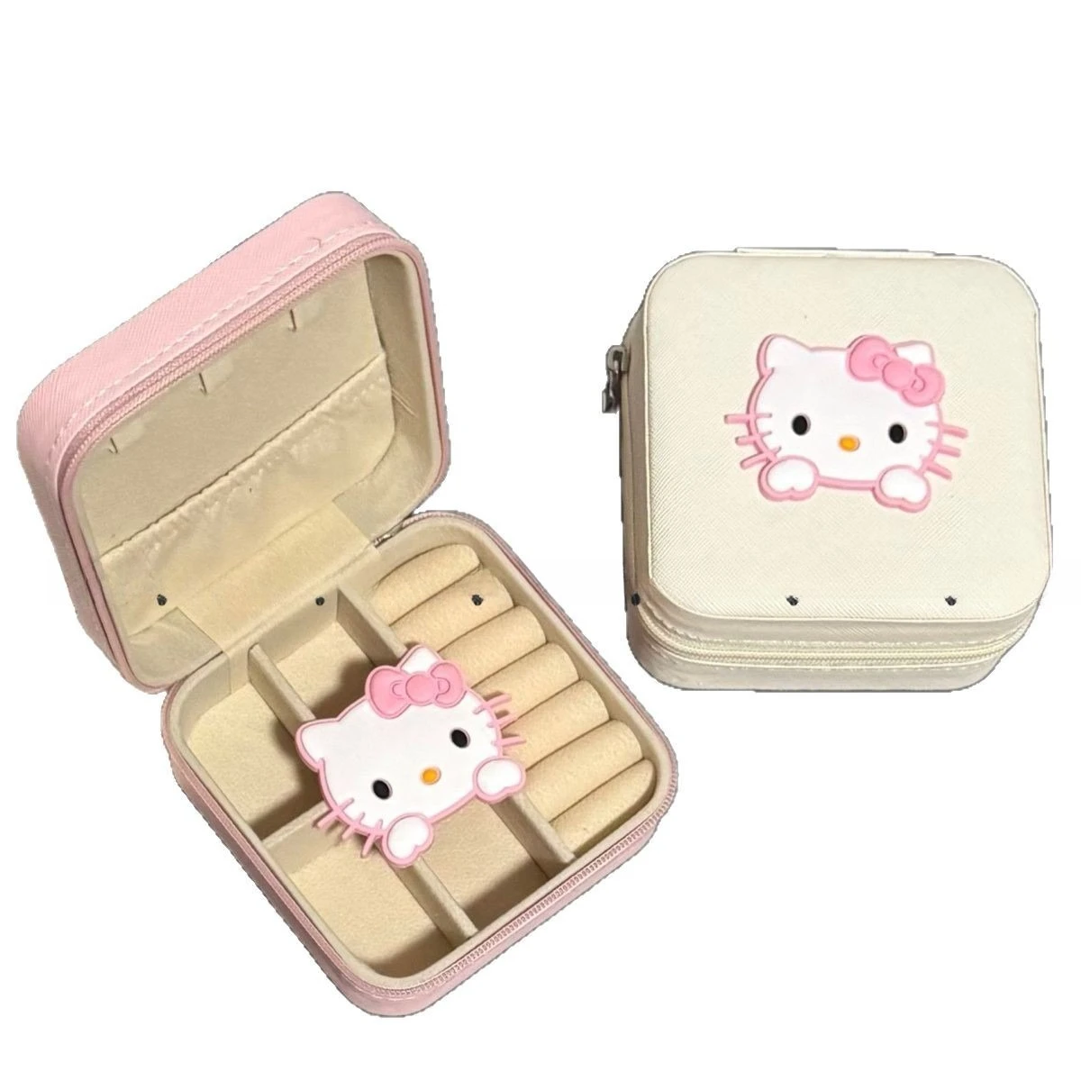 حار بيع جديد الوردي القط صندوق مجوهرات أقراط المحمولة حلقة لطيف صندوق تخزين السفر تخزين الإكسسوارات المدمجة الصغيرة