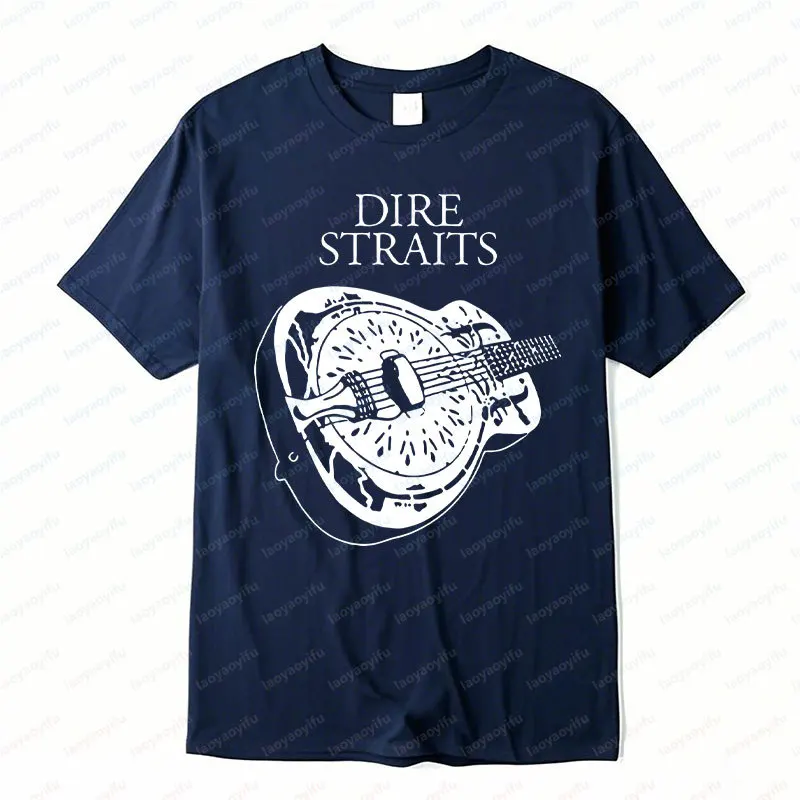 Men T Shirt Rock Dire Straits Band Guitar cotton Tees Harajuku Hip-hop Streetwear Creative Graphic Tshirts Summer Oversized Tee