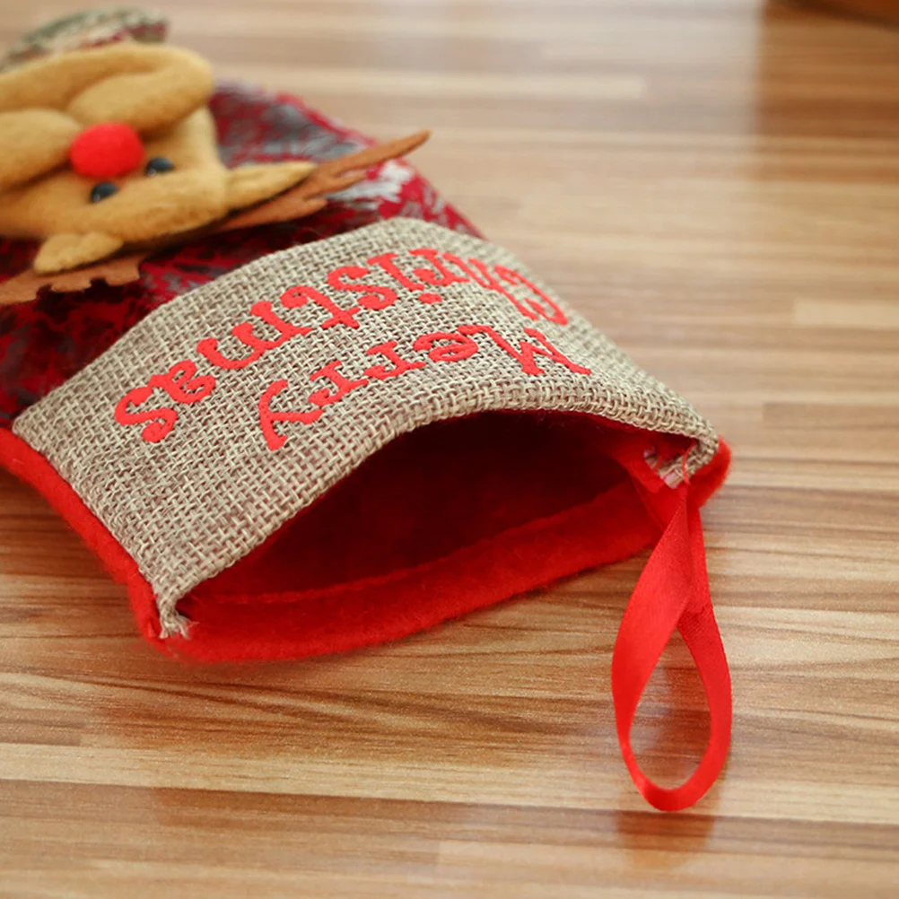 

4pcs Christmas Socks Xmas Stockings For Tree Fireplace Wall Door Decor Holiday Party Supplies Kids Gifts Santa Elk Bear Design