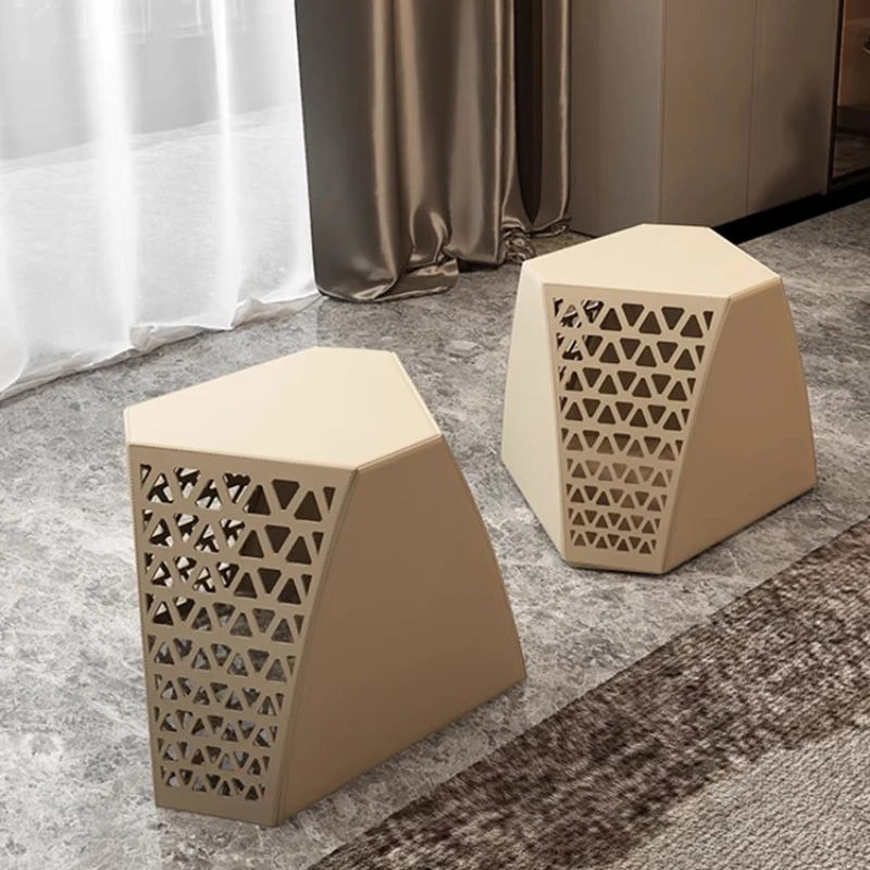 

Saddle leather edge few corners sofa side table light luxury small stool