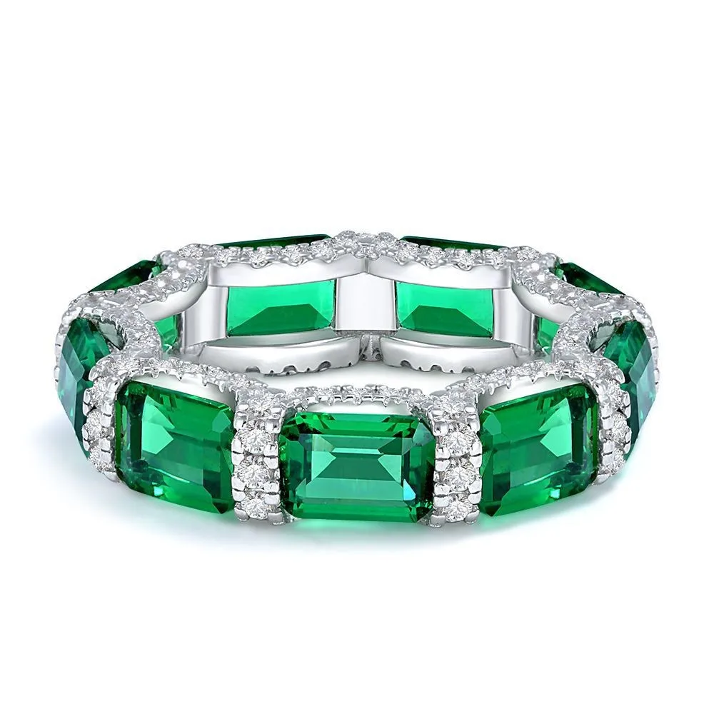 

S925 Silver 1-carat Ring with A Light Luxury and High-end Feel. New Emerald Lined Ring for Women's Wedding Jewelry