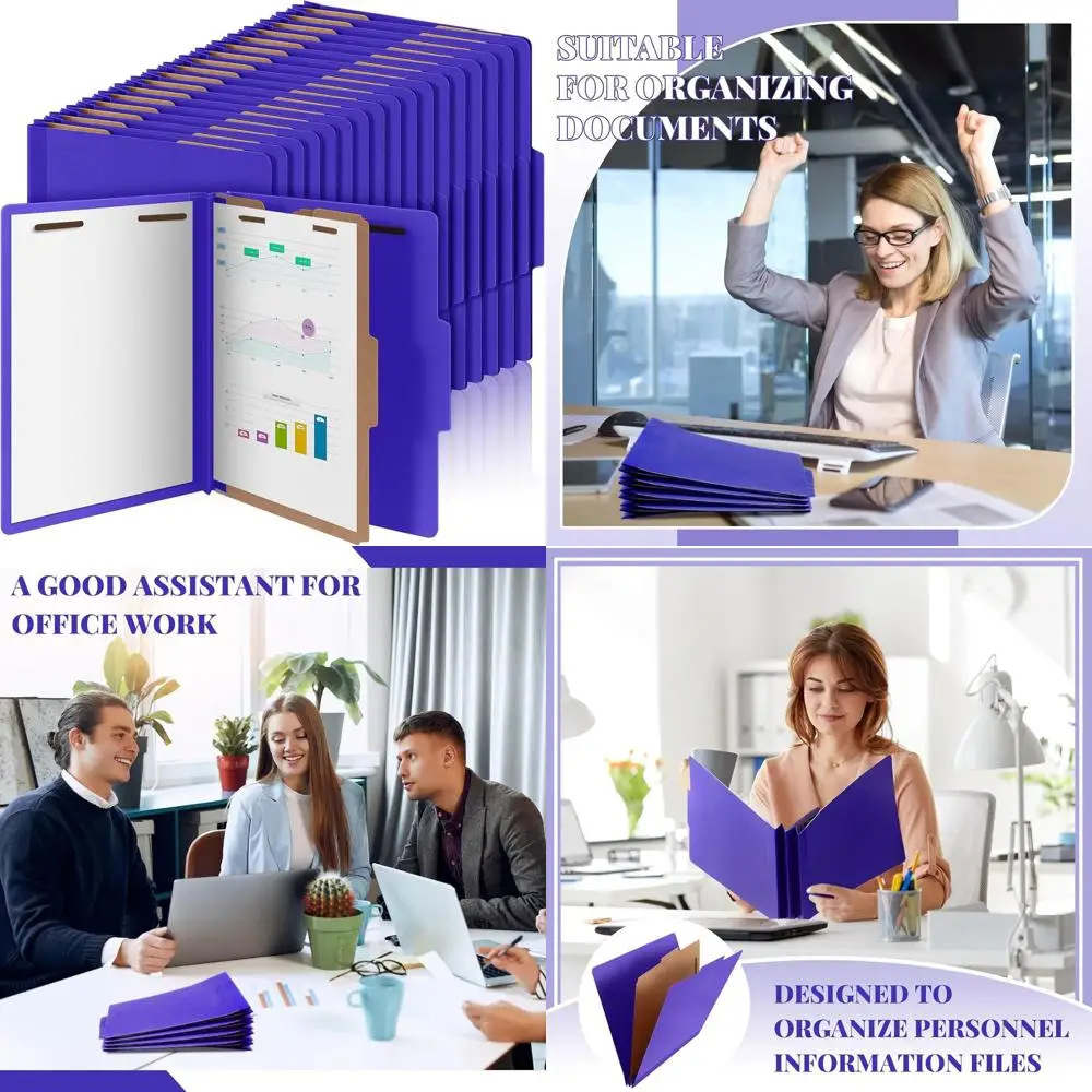 منظمات الملفات الموسعة باللون الأرجواني مع مشابك لثائق حجم الحروف، مثالية للمعلمين والرجال والمكاتب ودونات الكنيسة