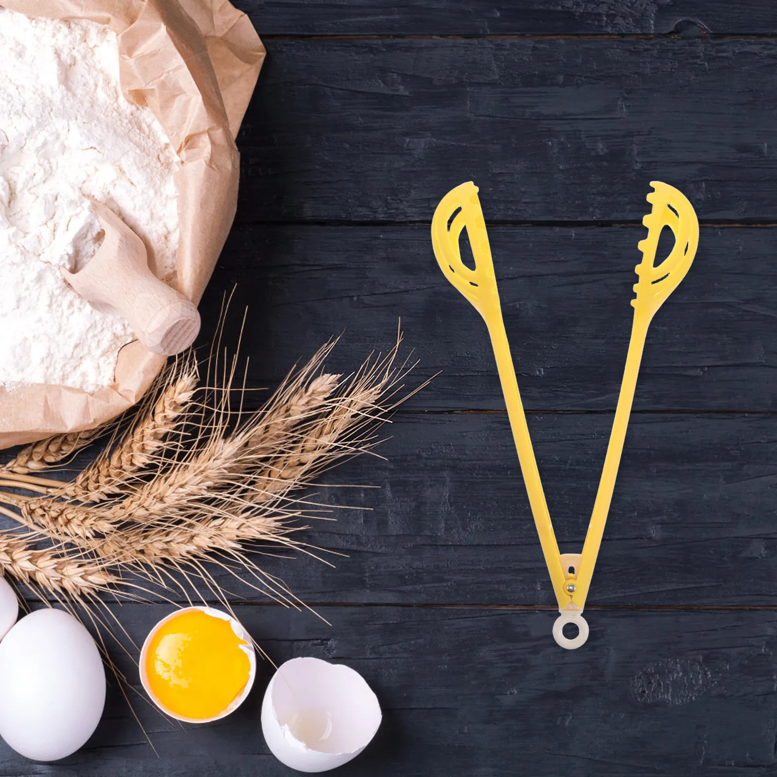 Multi-Function Egg Whisk Tongs Kitchen Tool Bright Color Ergonomic Handle for Whisking Eggs Mixing Batter Serving Noodles