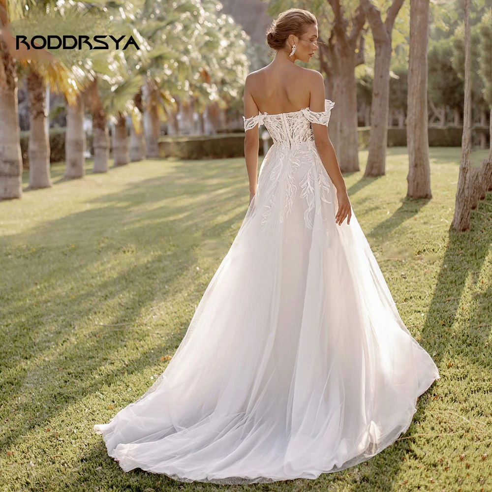 RODDRSYA Encantador Vestido De Noiva De Renda, Fora Do Ombro, Linha A, Vestidos De Noiva De Jardim, Boho, Plus Size, 2022