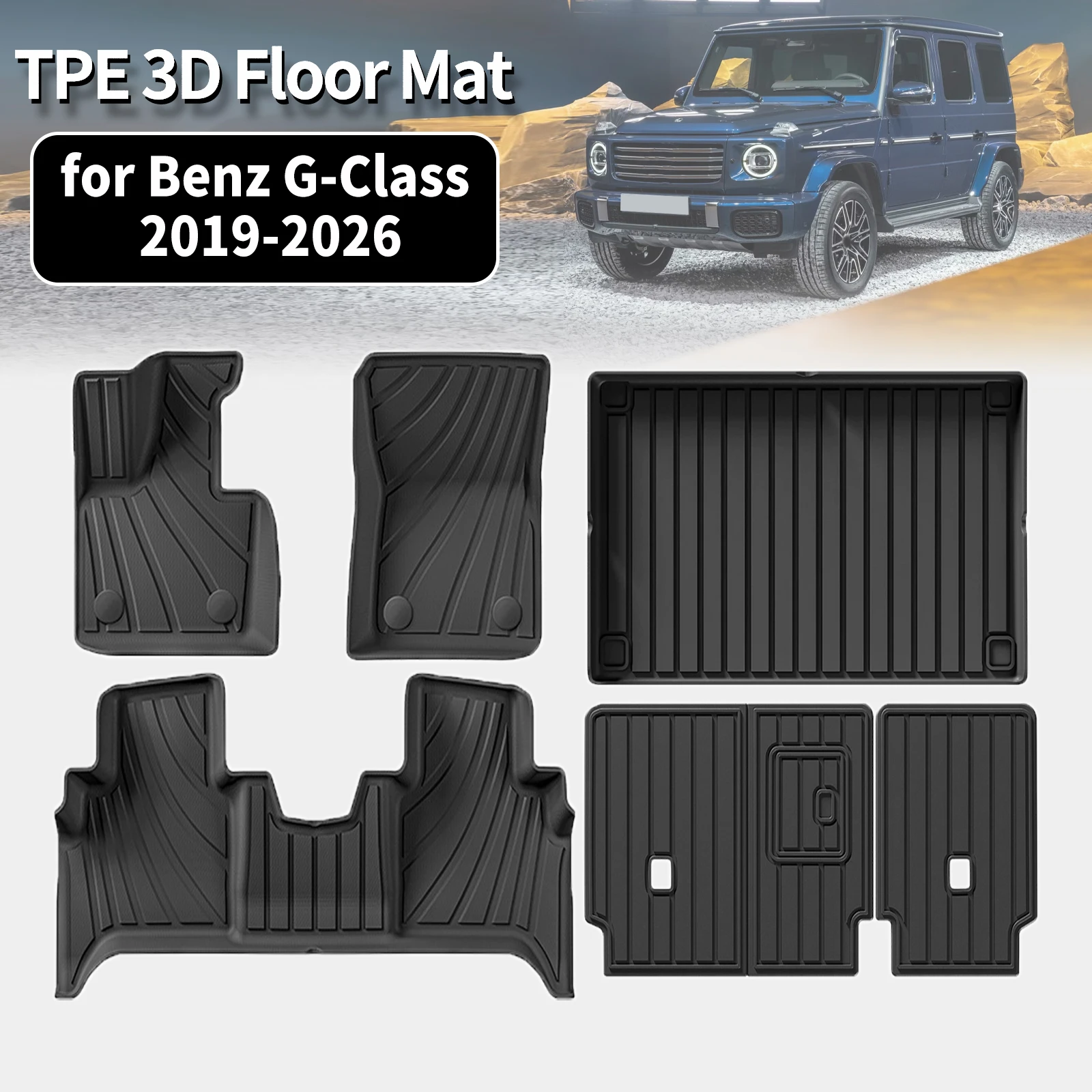 for Benz G Class/G500/G550/AMG G63 W463A 2019-2026 LHD Waterproof Non-Slip Easy Clean TPE Floor & Trunk Mats (Not For RHD) view 5