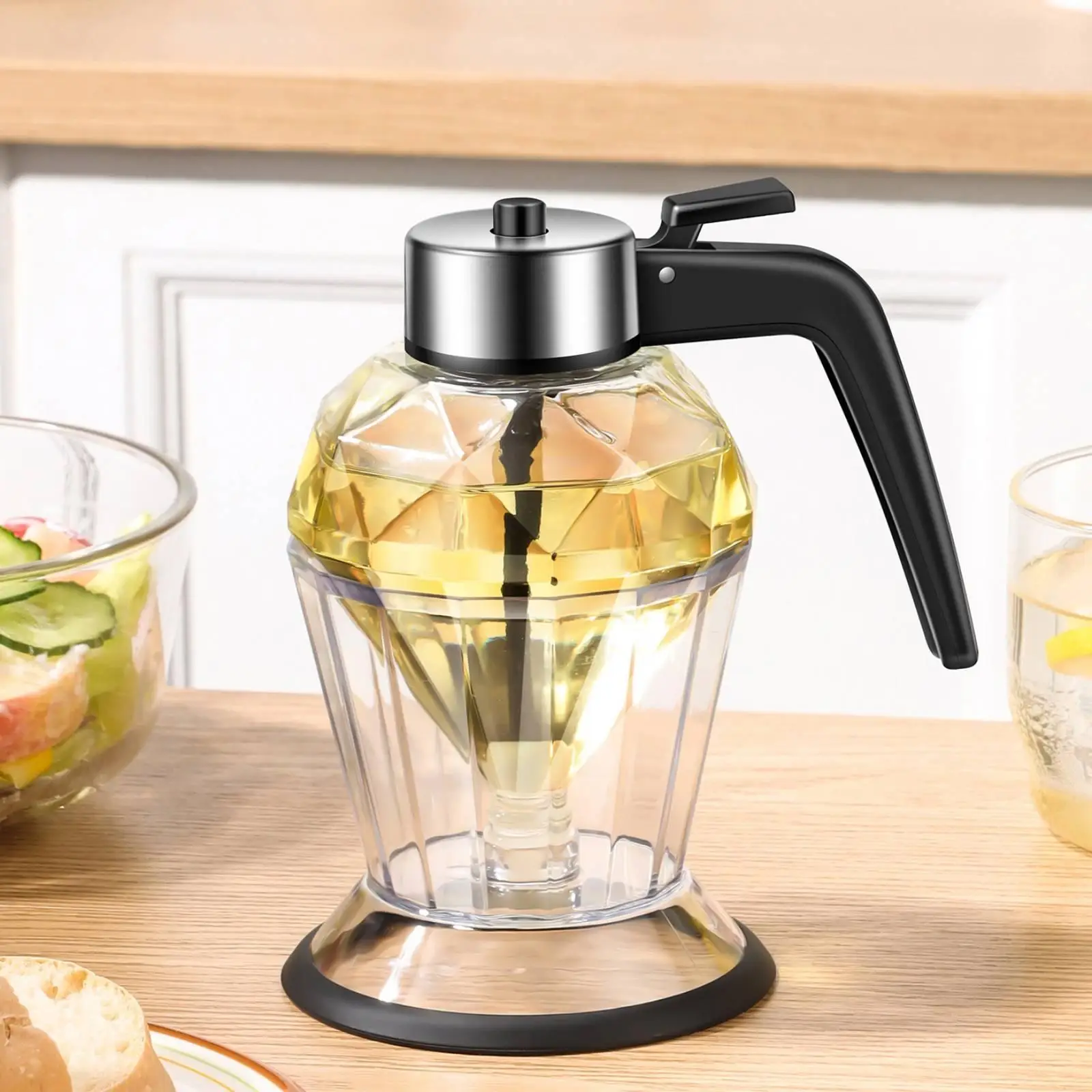 Glass Honey Dispenser with Base Spill-Resistant for Kitchen, Countertop Glass Honey Dispenser with Base Spill-Resistant for Kitchen, Countertop