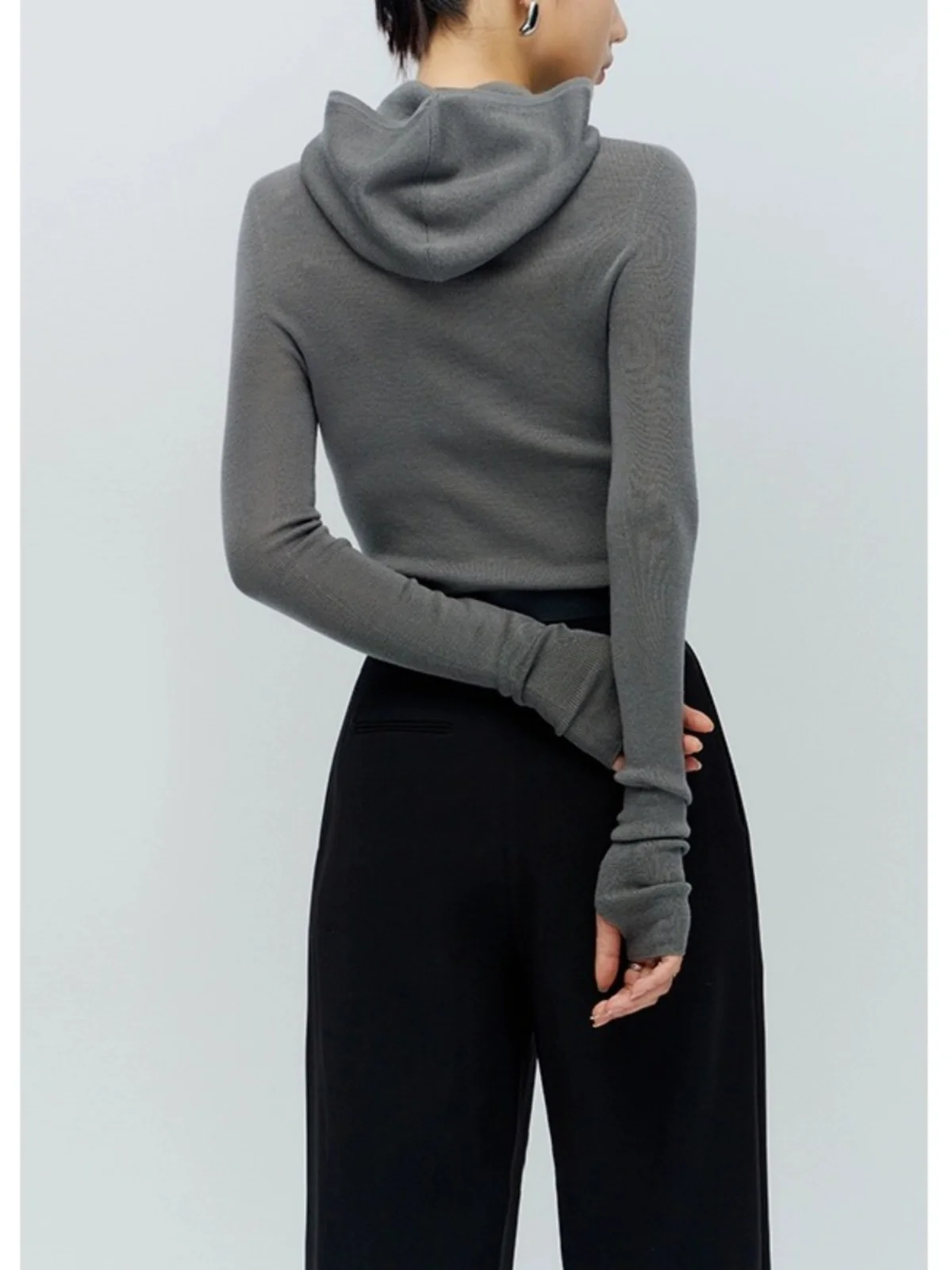 Faionable عادية مقنعين تريكو المرأة الخريف الشتاء التخسيس ملابس داخلية بسيطة Sle طويلة Sve منتظم صالح البلوز