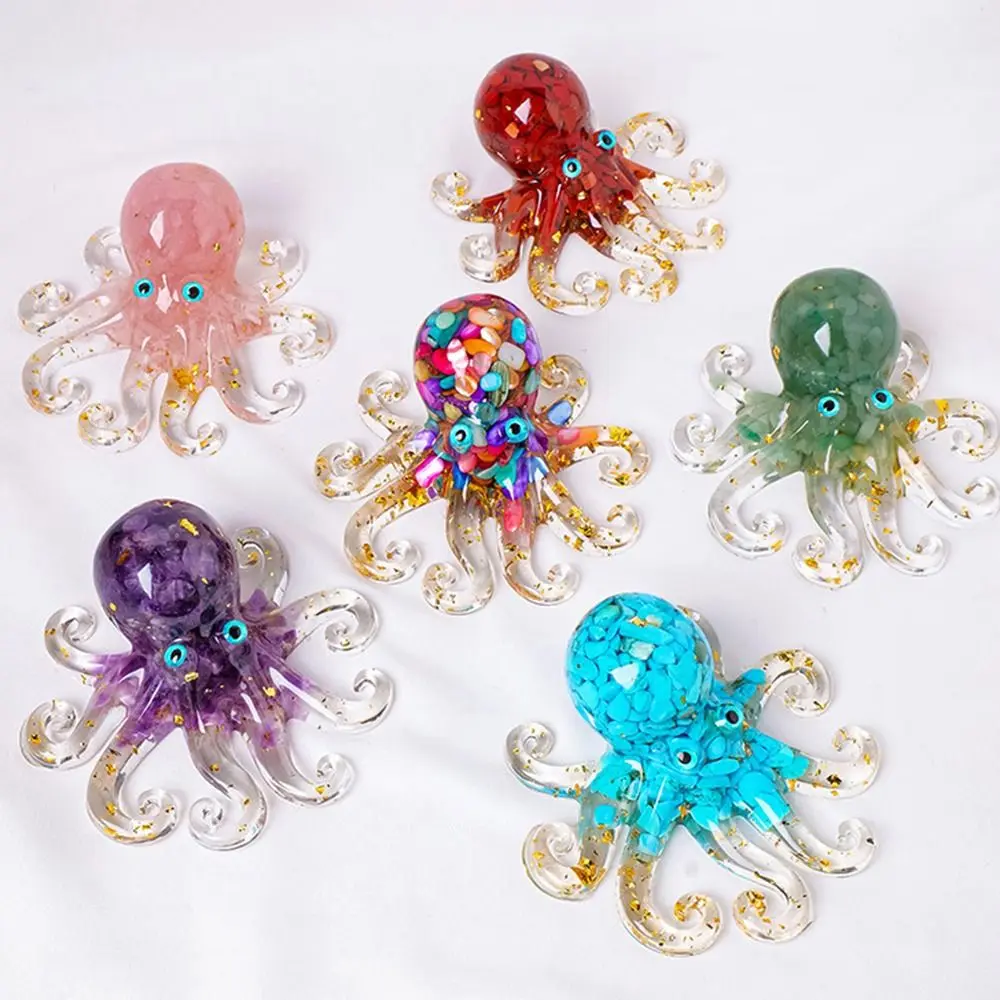 Lucky Octopus Resin Crafts Attracting Wealth Stone Crystal Squid Ornaments Creativity Exquisite Crystal Octopus Statue Desktop