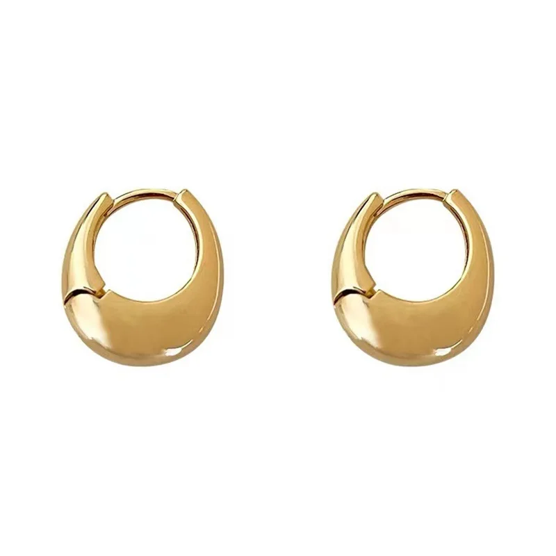 FTCY Classic Gold Color Metal Hoop Earrings For Women Simple Girls Daily Wear Stud Earrings Women\'s Jewelry Gifts