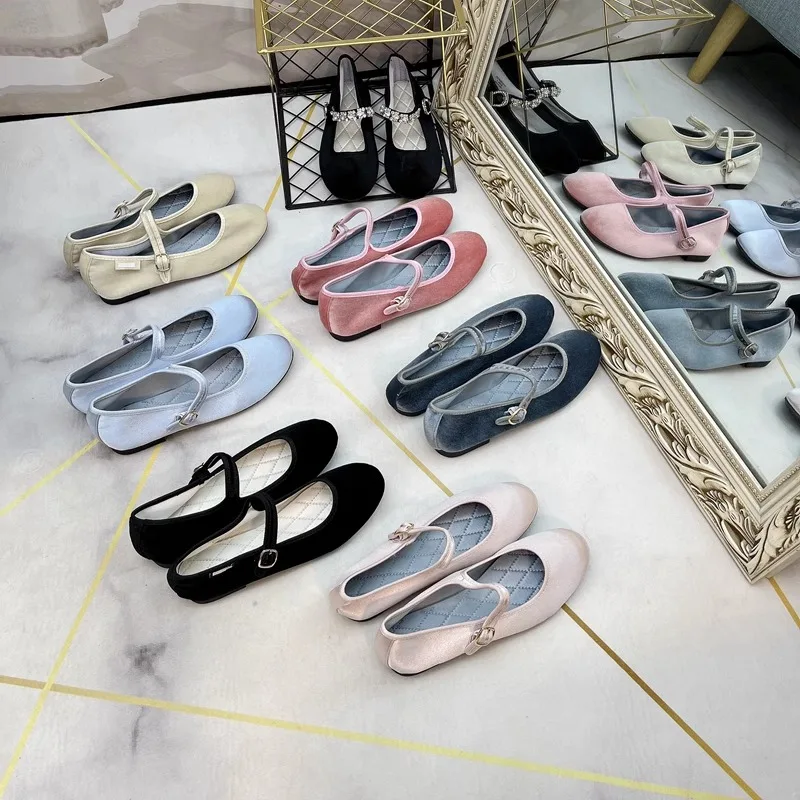 Women Flats Shoes New Ballet Shoes velvet Mary Jane Round Toe Bow-knot Ladies Shallow Female Casual Slip on Loafers Ladies