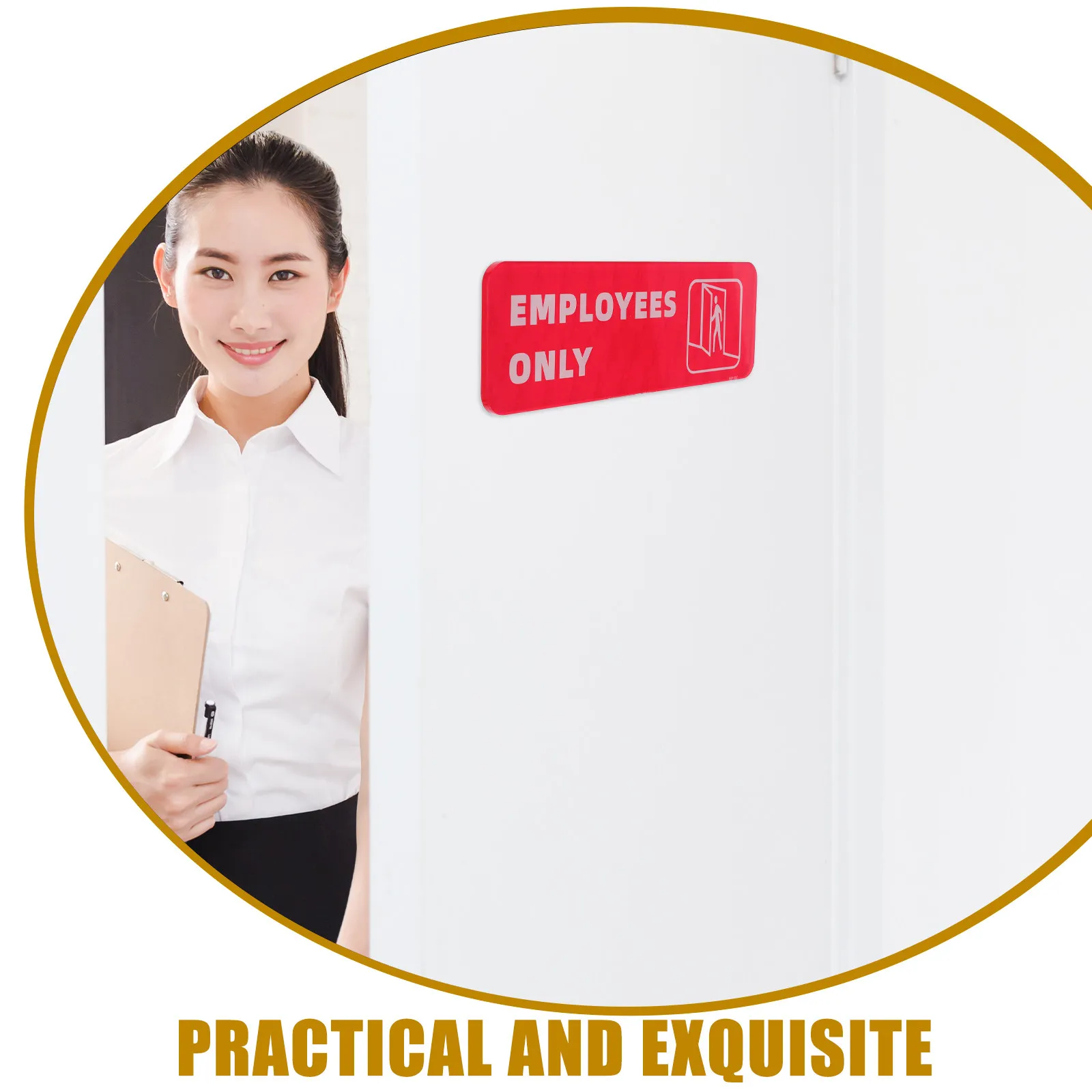 

Employees Only Door Decal Self Adhesive Indoor Outdoor Warning Sign for Restaurant Spa Hospital Staff Room School