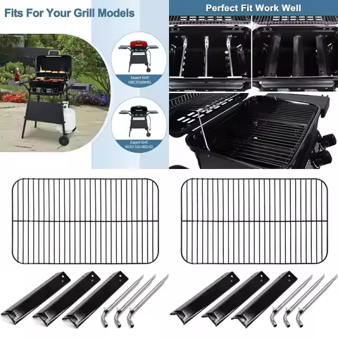 3 Burner Gas Grill Replacement Parts: Heat Tents, Plates, Burner Tubes &amp; Cooking Grid Grate