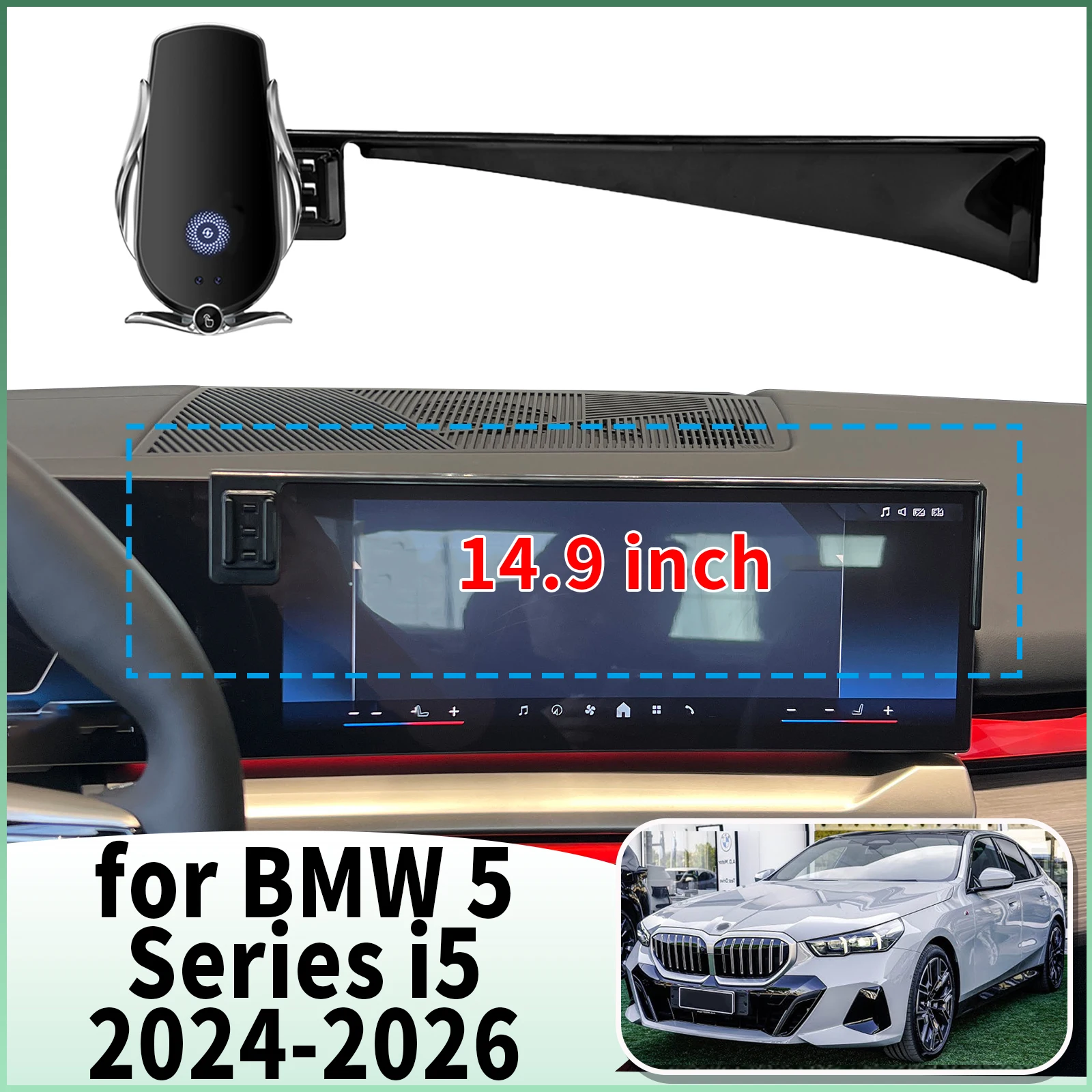 fit for BMW 5 Series i5 2024 2025 2026 G60 Specific Dashboard Navigation Phone Holder Mount Design Car​​ accessoires