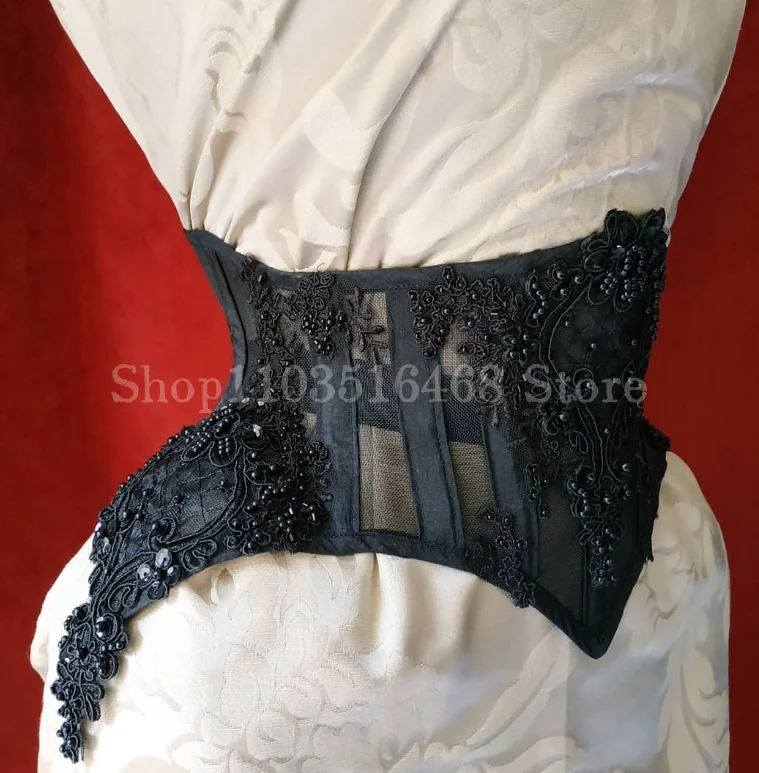 Corsetto gotico nero Top corsetto principessa pizzo rifinito Lingerie Plus Size corsetto donna boda accessori fiesta cosas para bodas