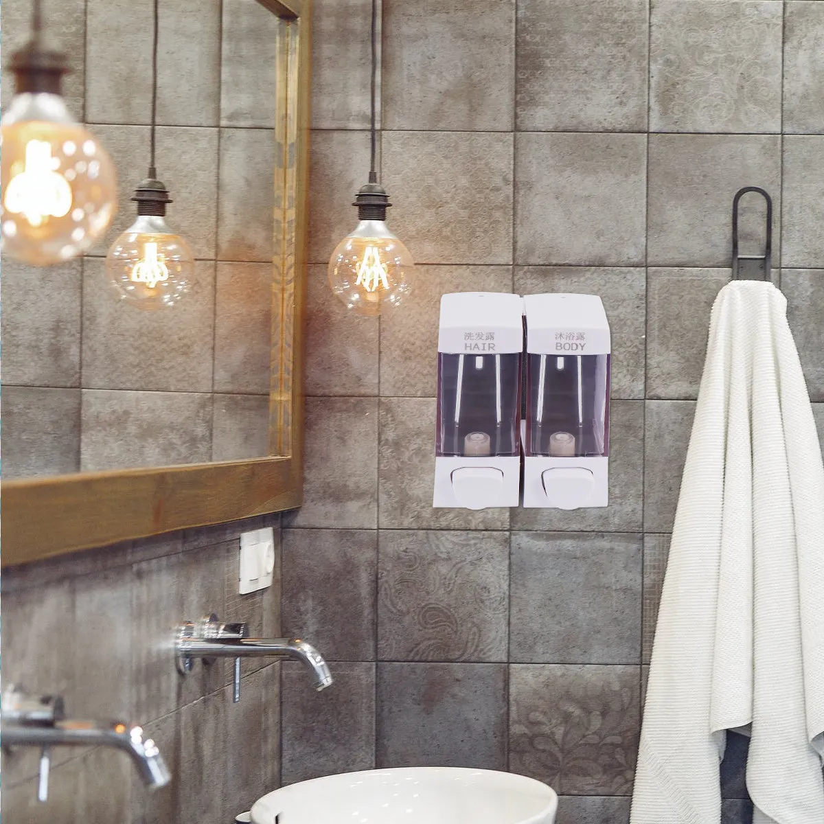700Ml Wall-Mounted Soap Dispenser Lotion Pump Bottle Bathroom Kitchen Squeeze Shower Gel Box Hand Container