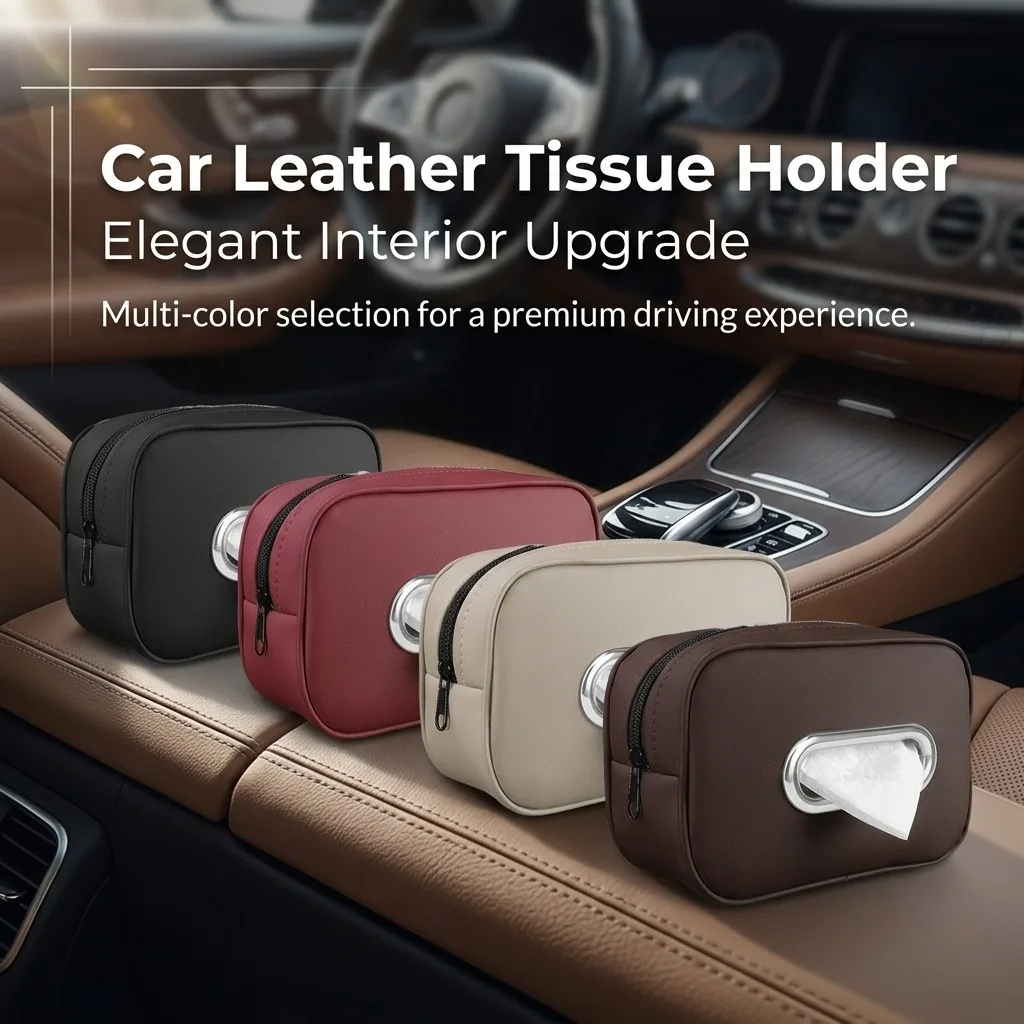 JDM car leather tissue box, available in various colors, can be used as a hanging tissue box on the car sun visor.